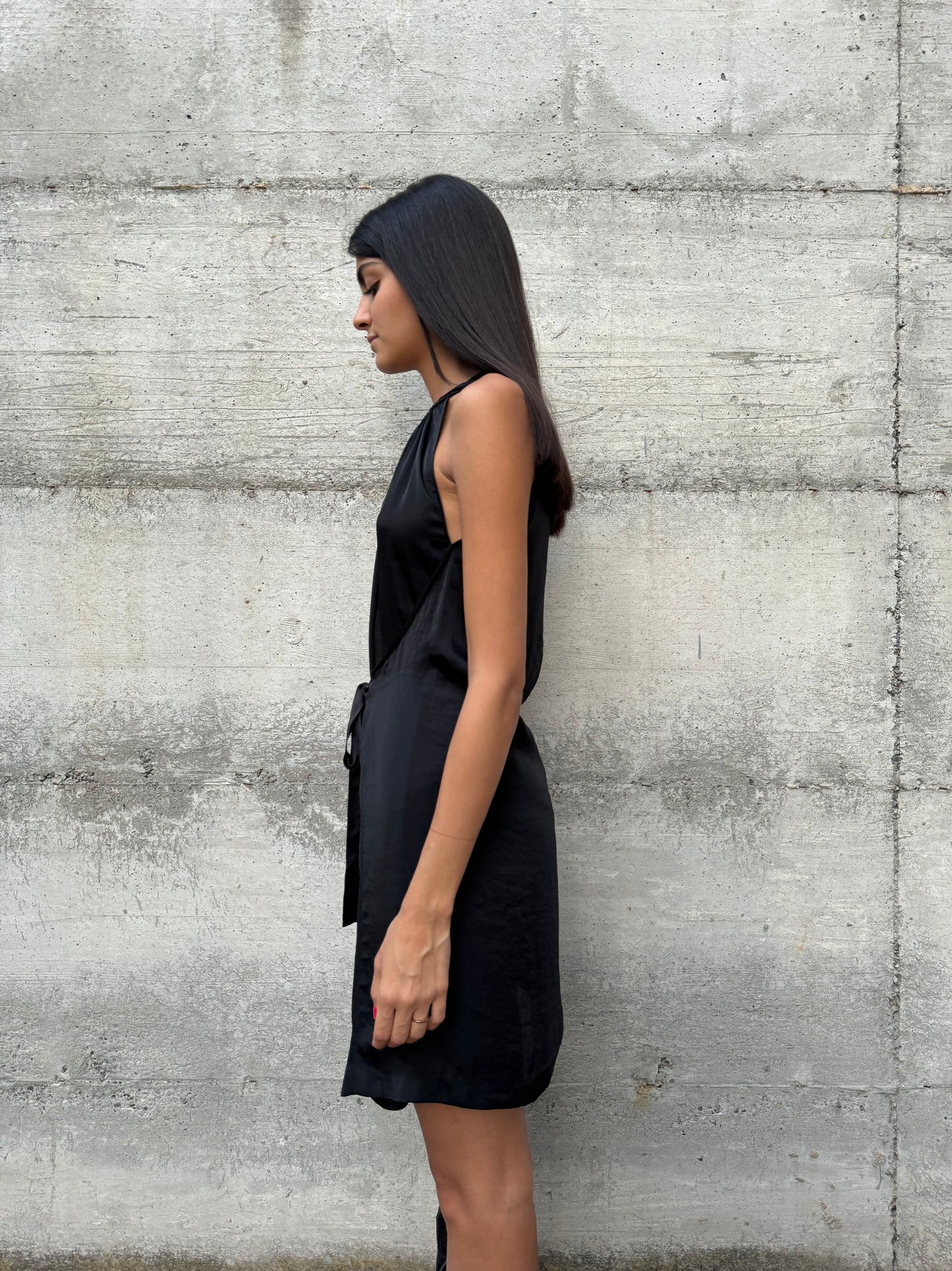 Abitino satinato nero, taglia M