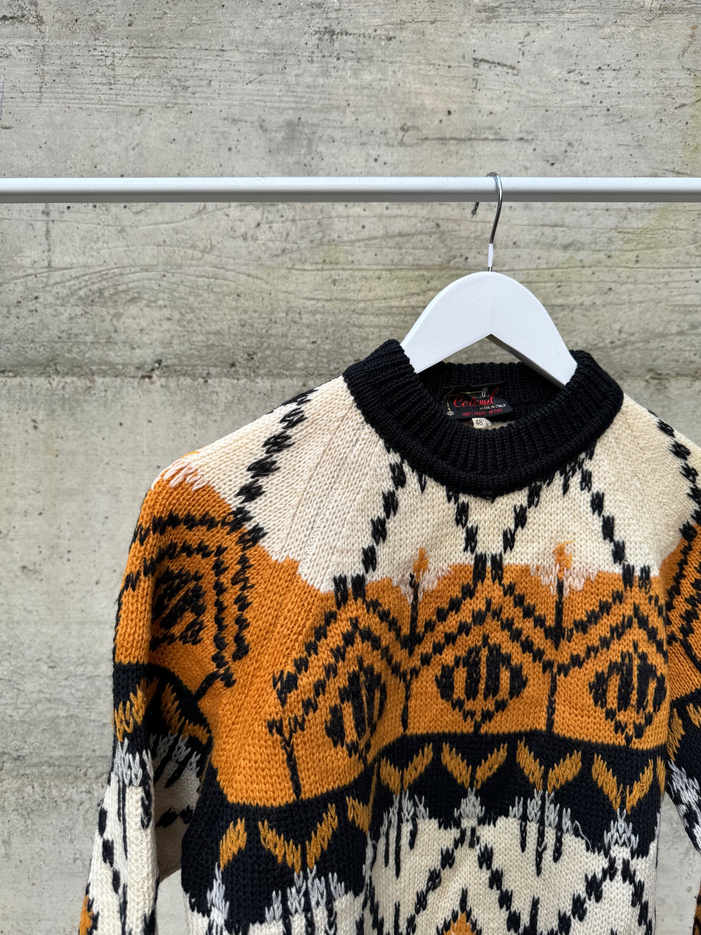 Maglione unisex girocollo 80s in 100% lana