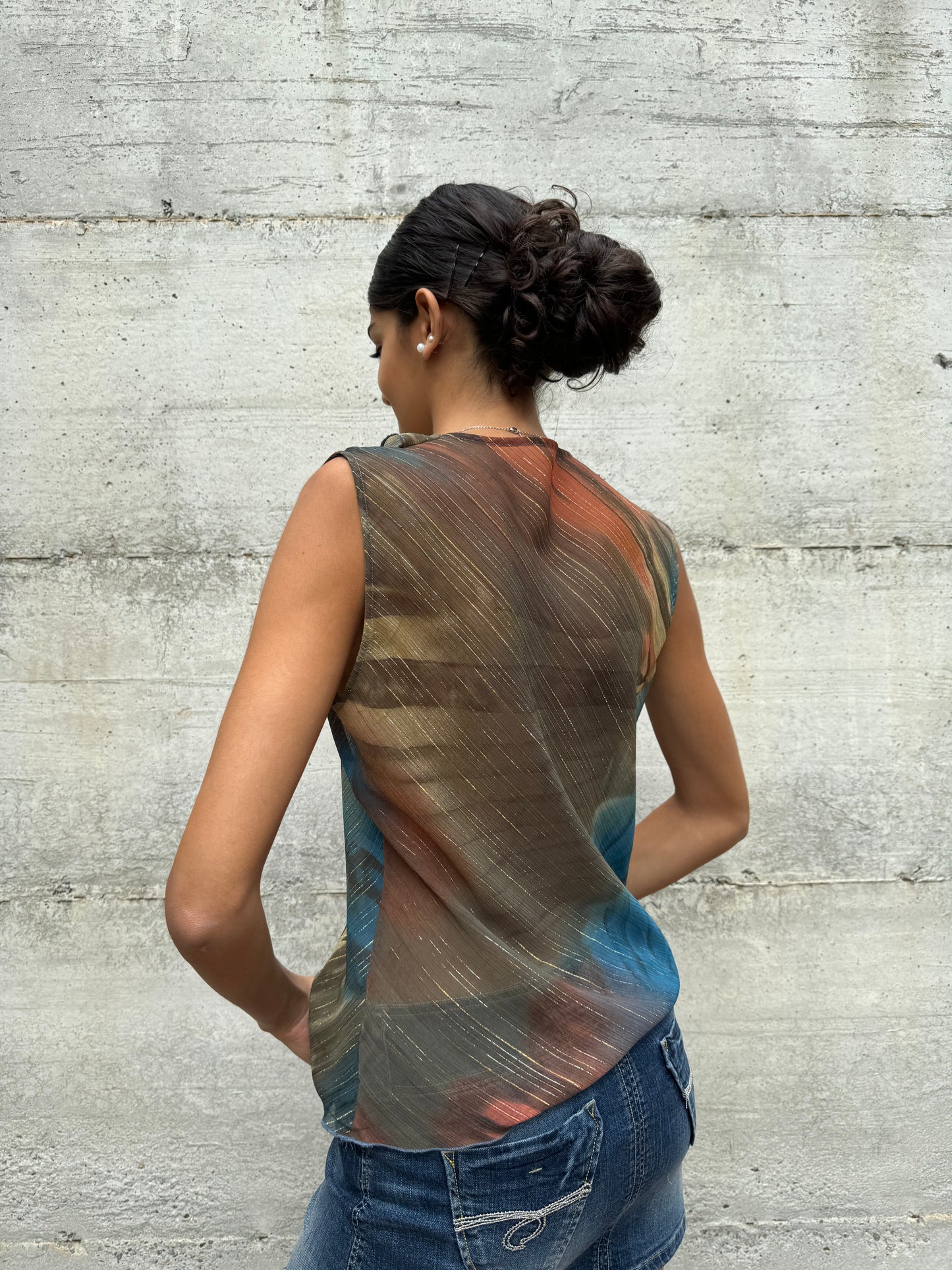 Top Y2K in crepe di viscosa