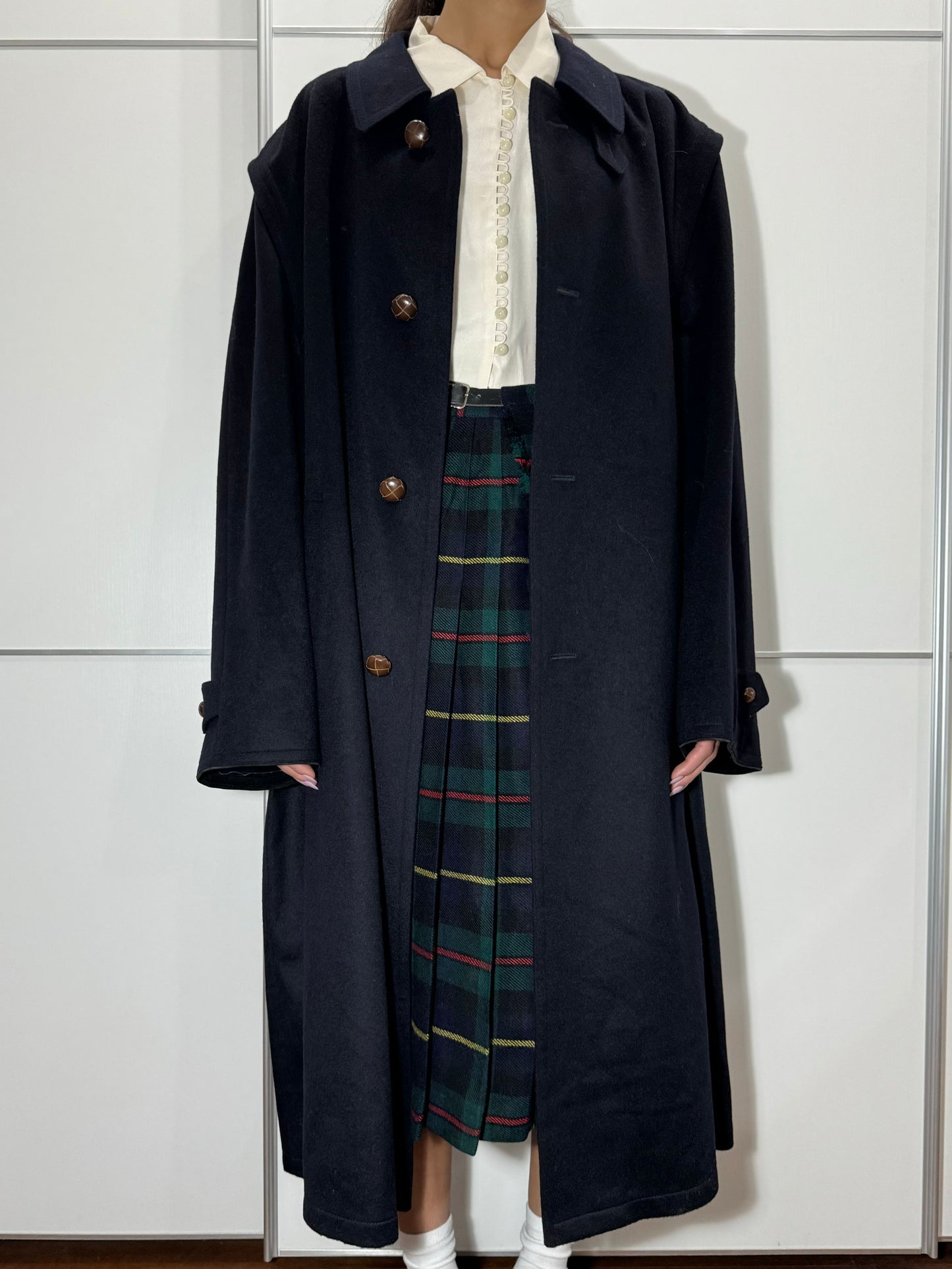 Classico cappotto Loden blu notte in misto lana vergine e alpaca