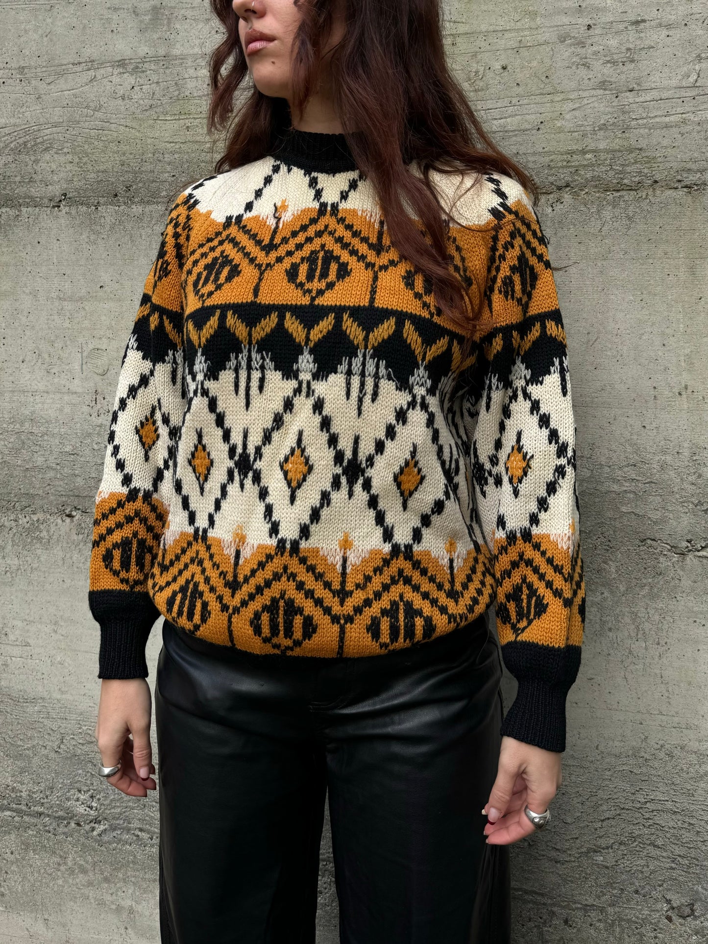 Maglione unisex girocollo 80s in 100% lana