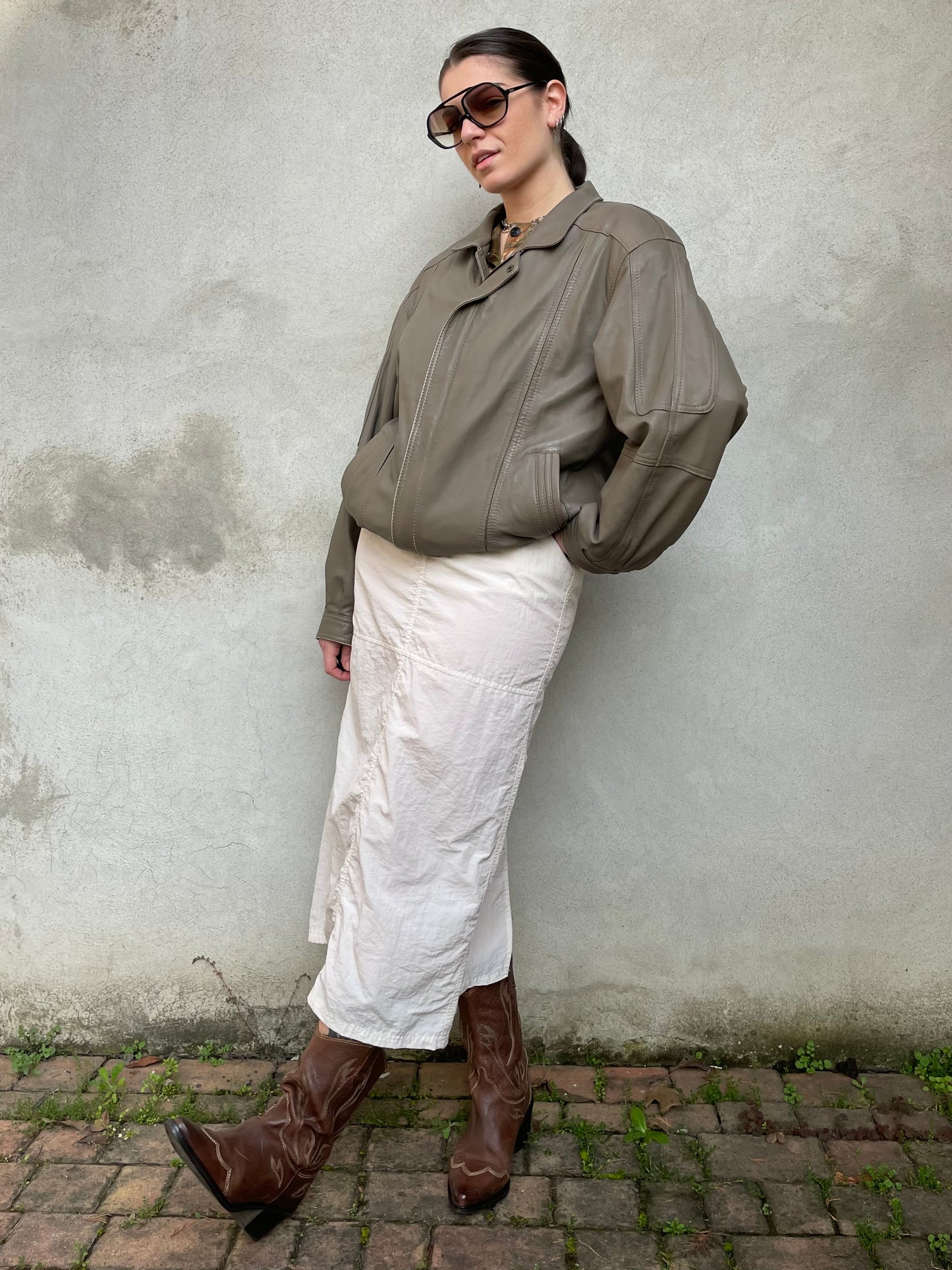 Bomber in nappa tortora