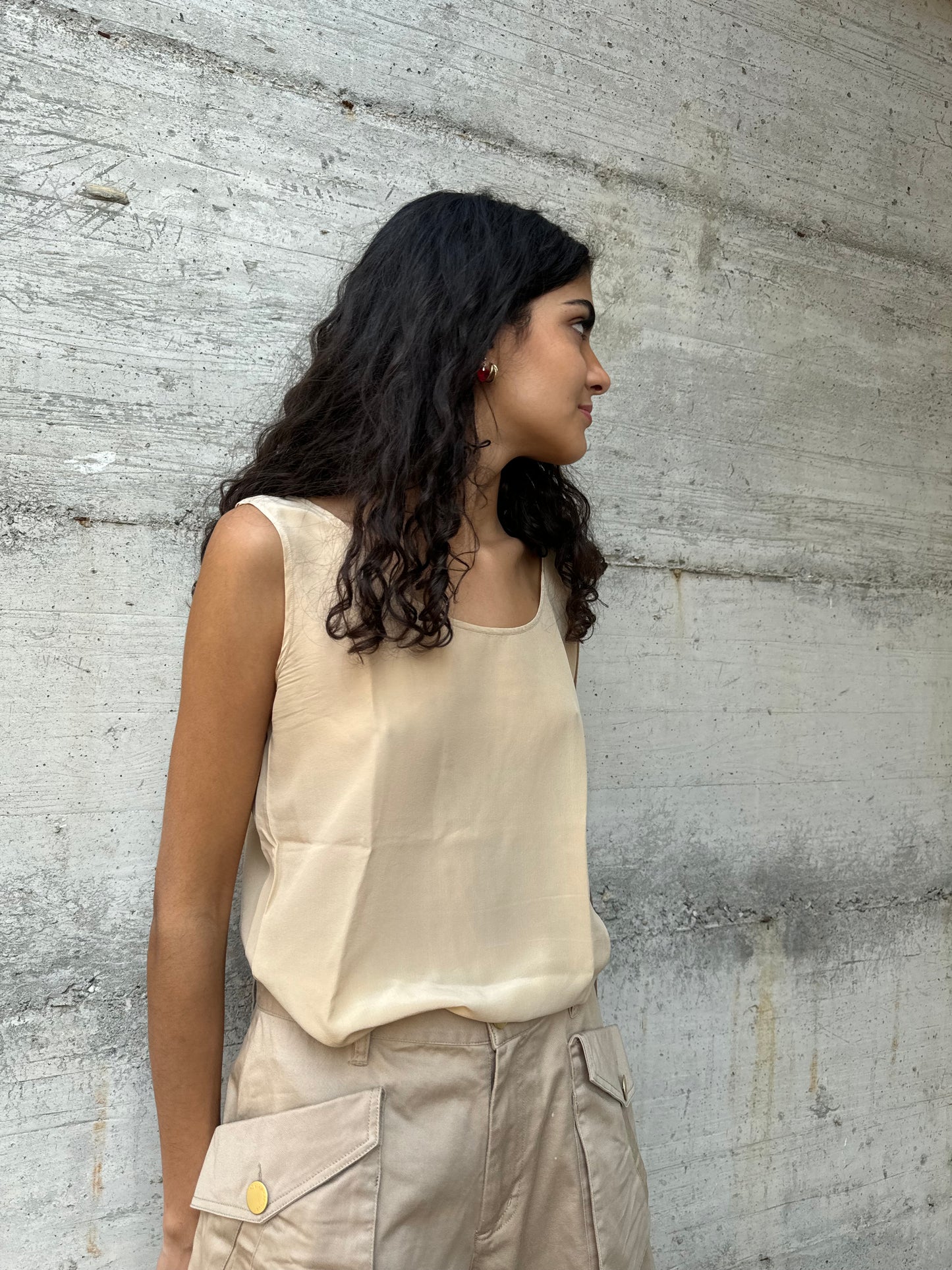 Top sartoriale in pura seta