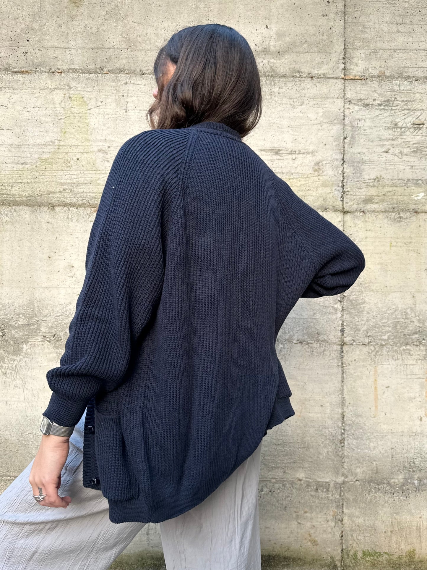 Cardigan donna tricot blu notte