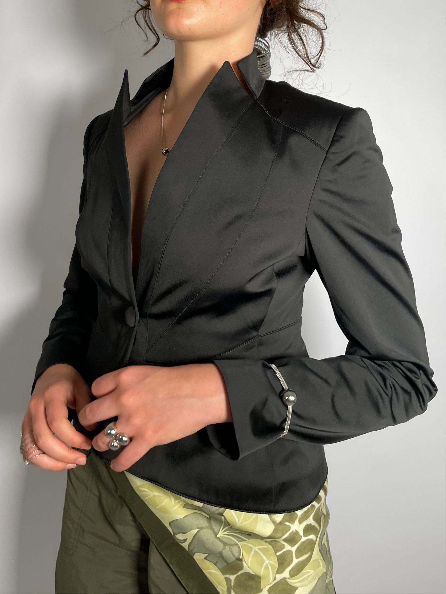 Giacchina raso nera Conbipel anni 90 - taglia S