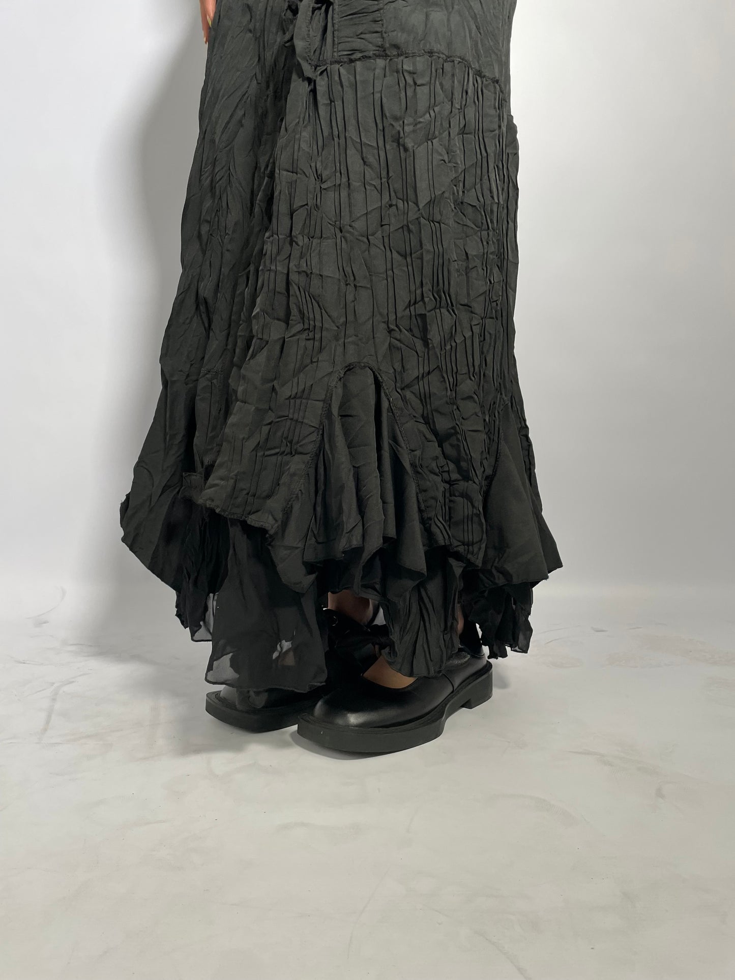 Maxi gonna sartoriale nera 100% cotone crespato - taglia unica