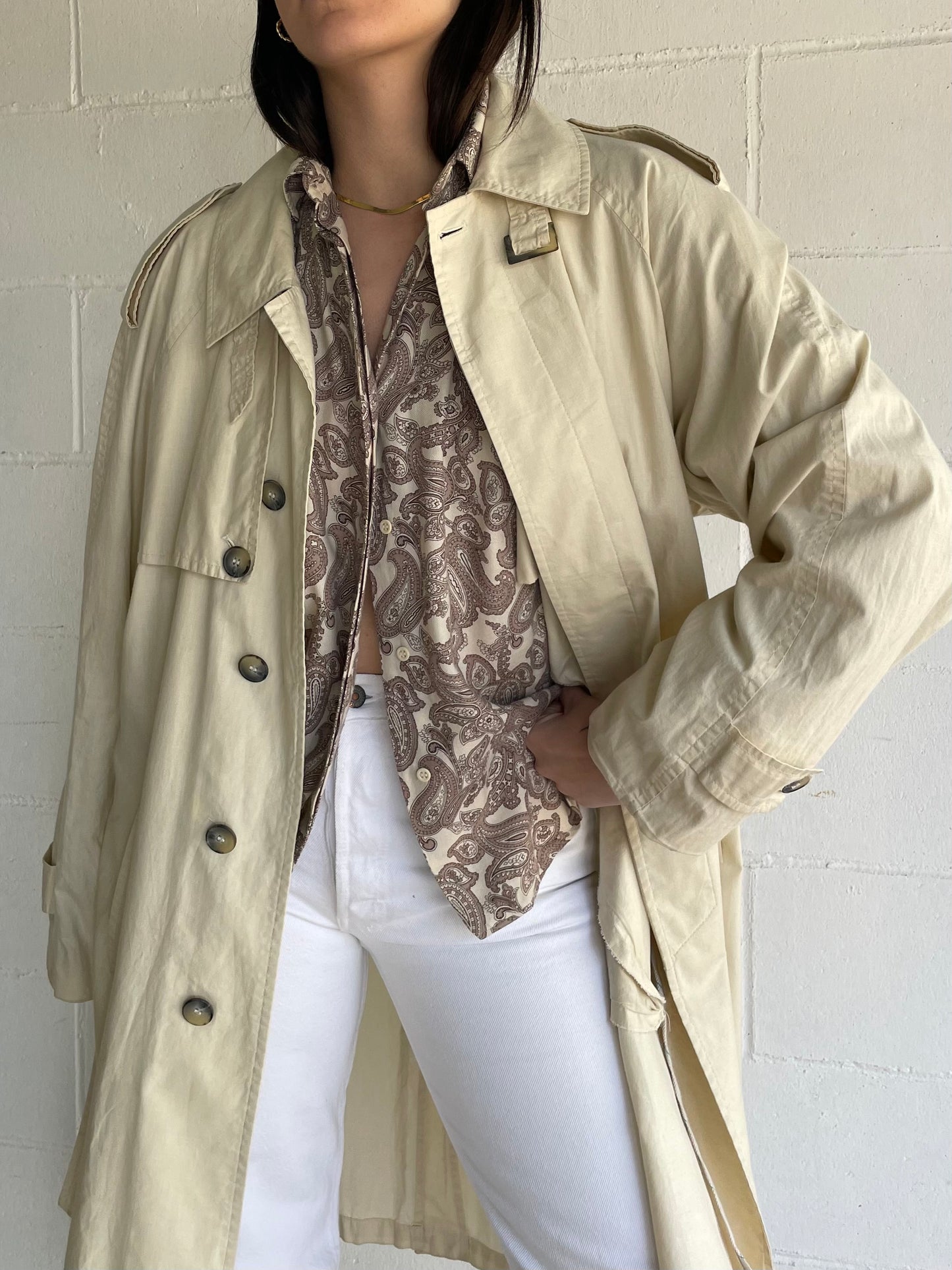 Trenchcoat crema in cotone Andrea Silardi
