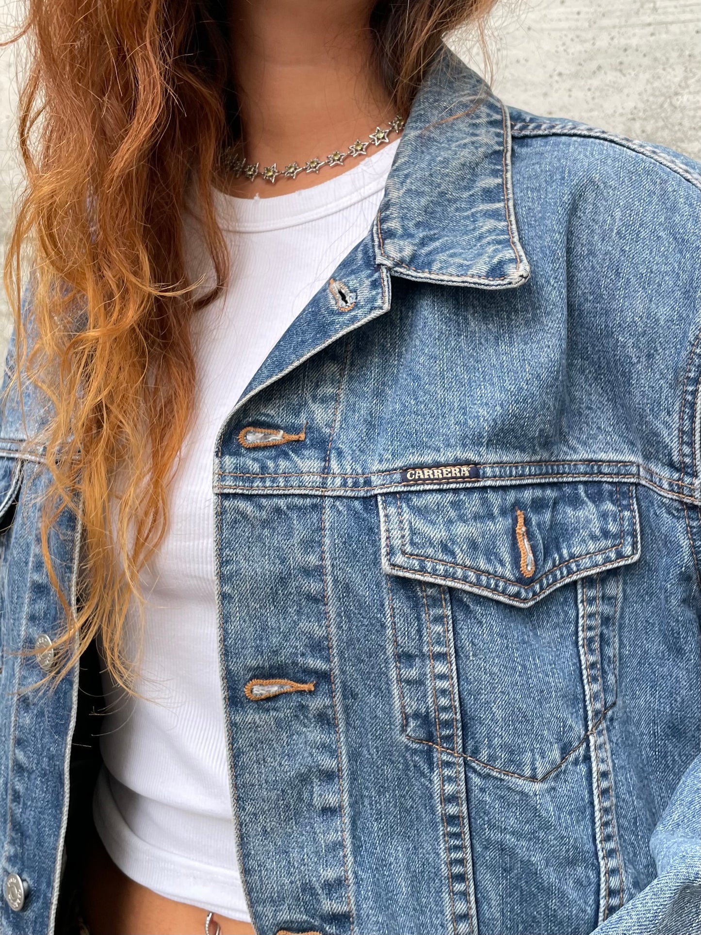 Giacca vintage denim Carrera, lavaggio medio, taglia XL