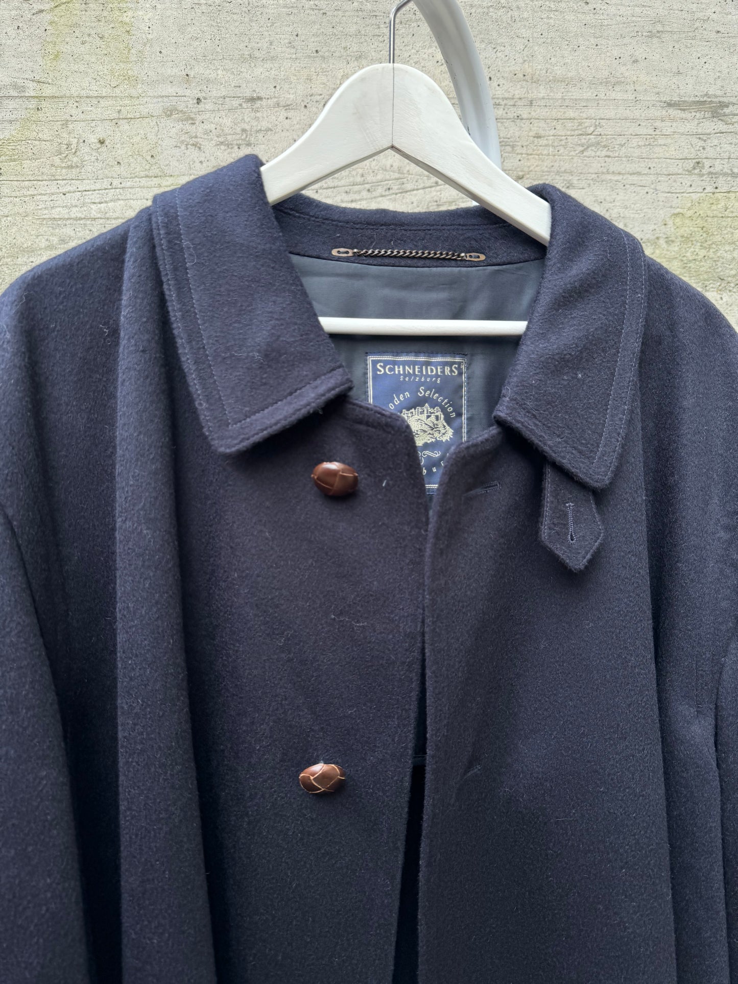 Classico cappotto Loden blu notte in misto lana vergine e alpaca