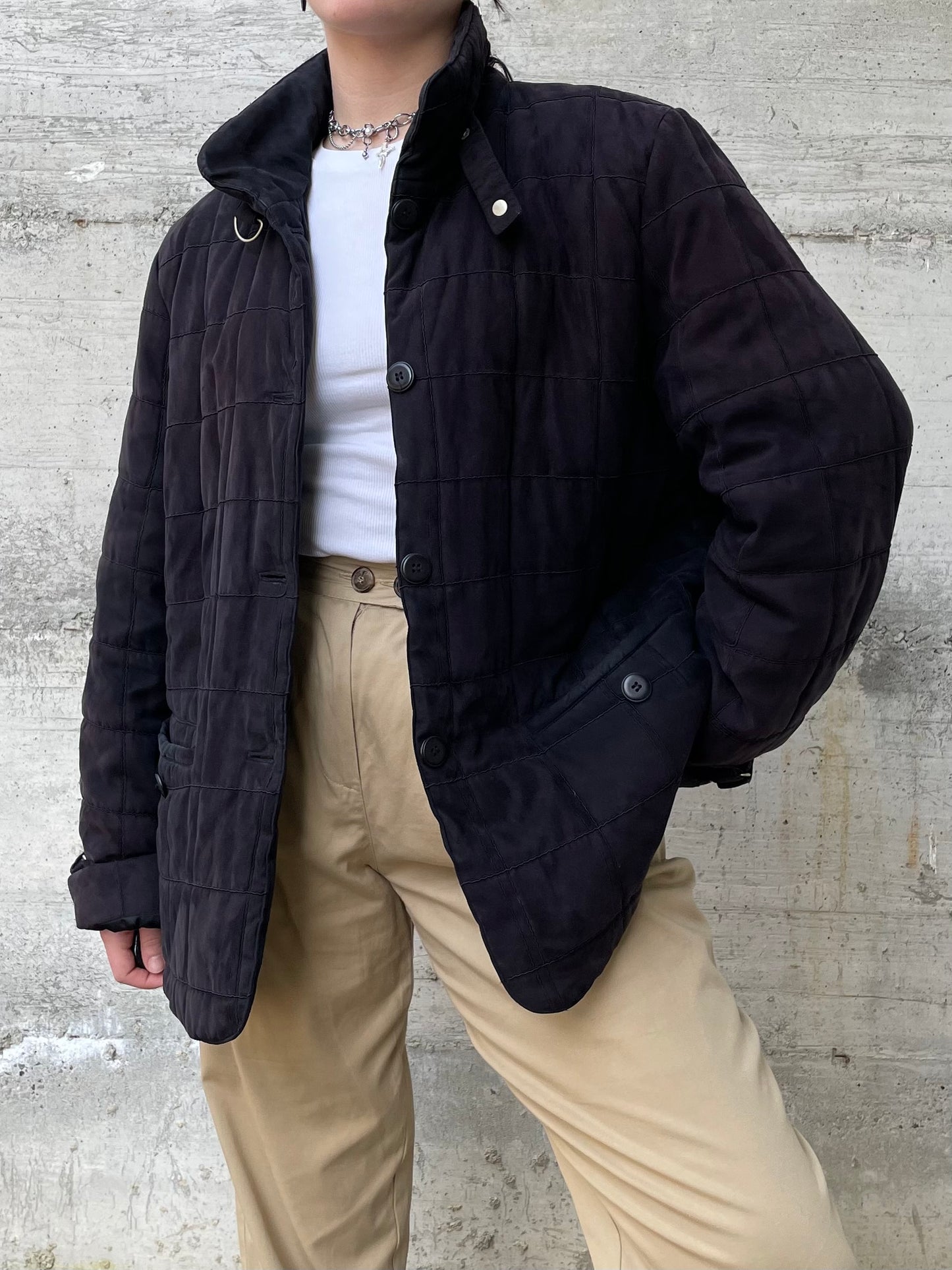 Giacca trapuntata nera - L donna