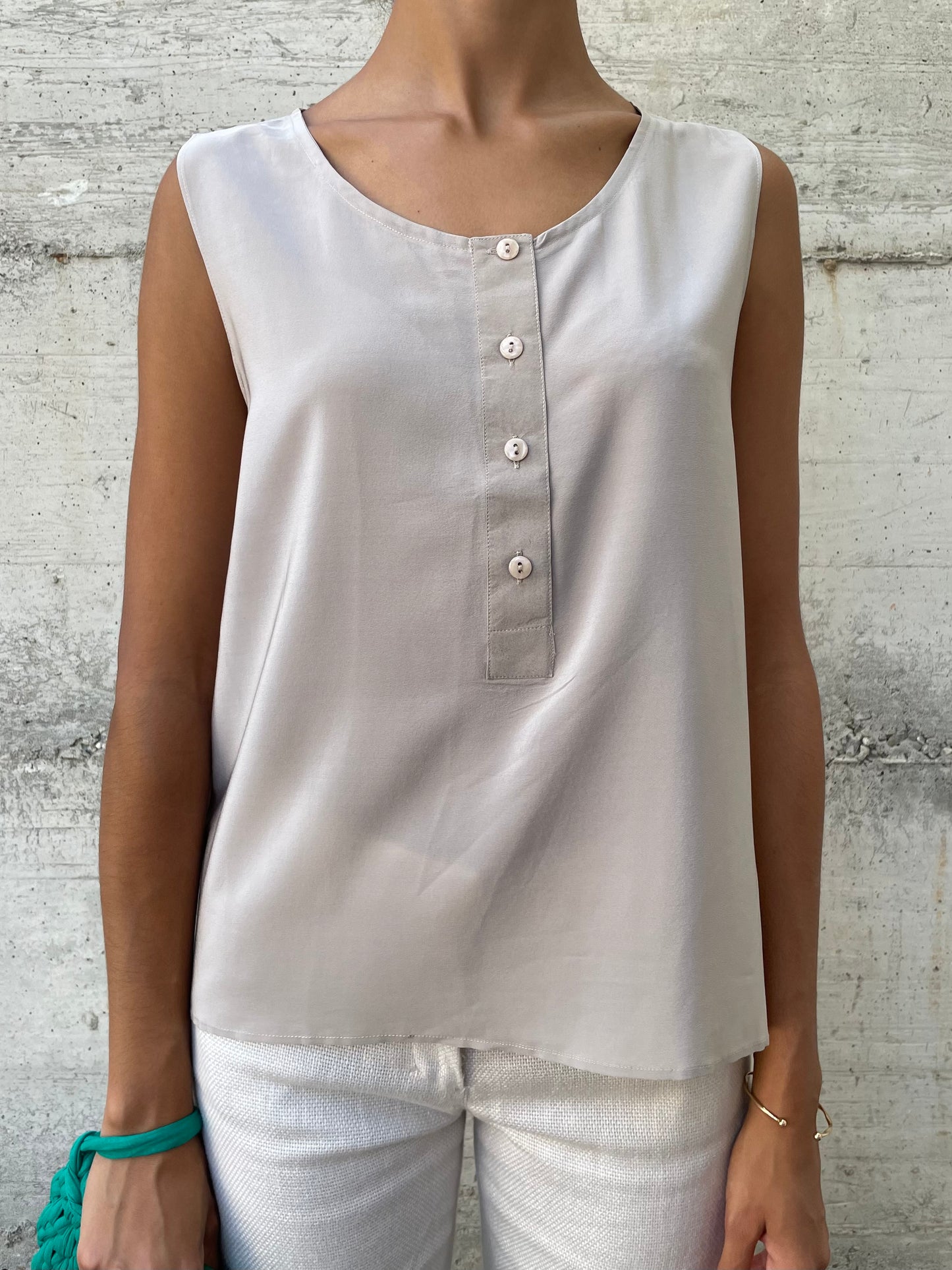 Top 100% seta beige - taglia M