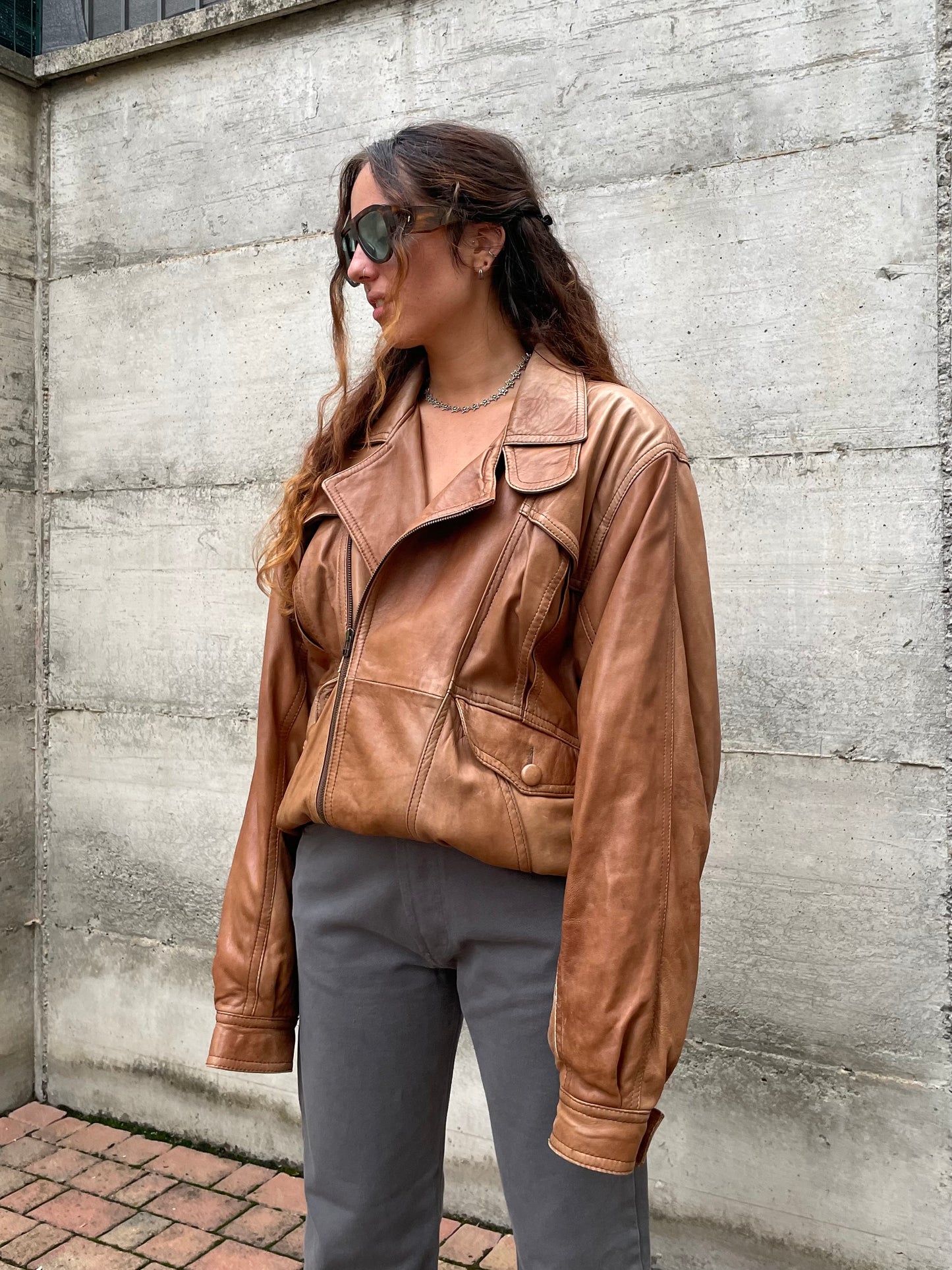 Bomber vera pelle ruggine - taglia L uomo