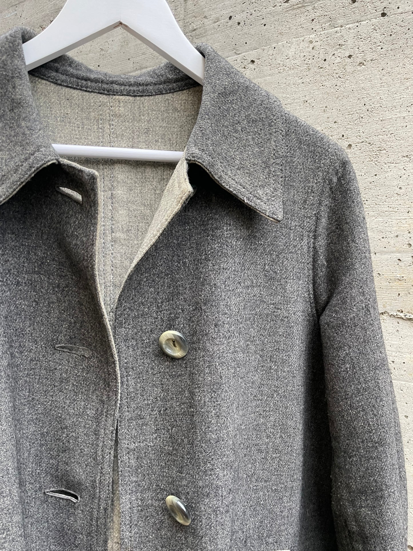 Spolverino mezza stagione lana cotta grigio - M