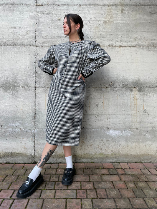 Vestito midi vichy bianco e nero Luisa Spagnoli - M/L