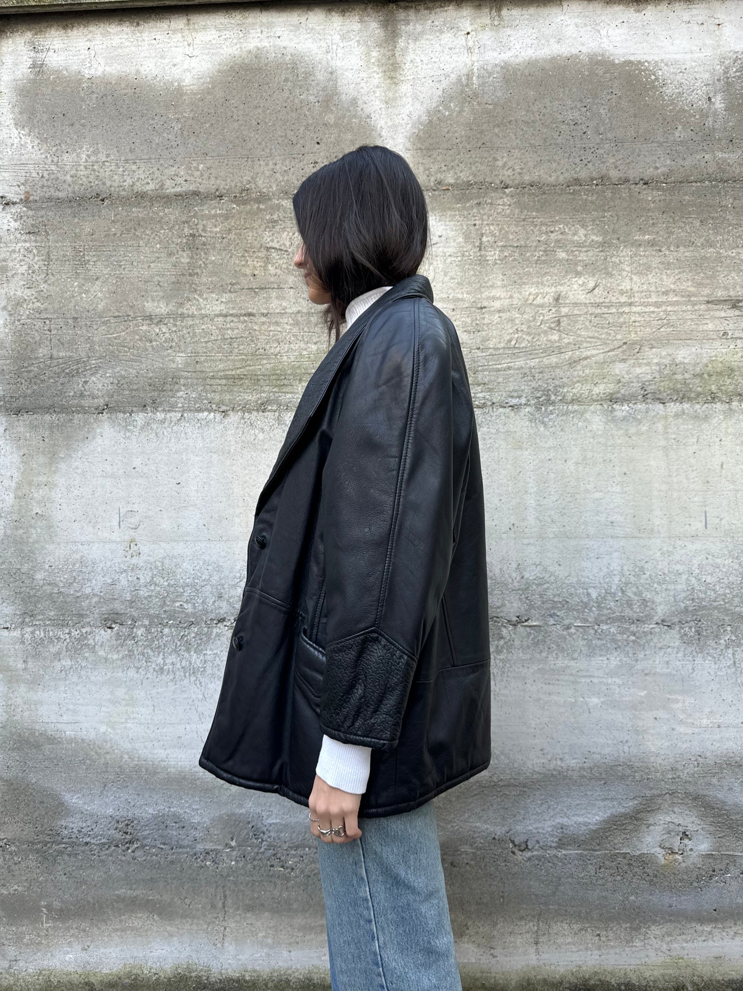 Giacca donna 80s in vera pelle nappata con dettagli lavorati