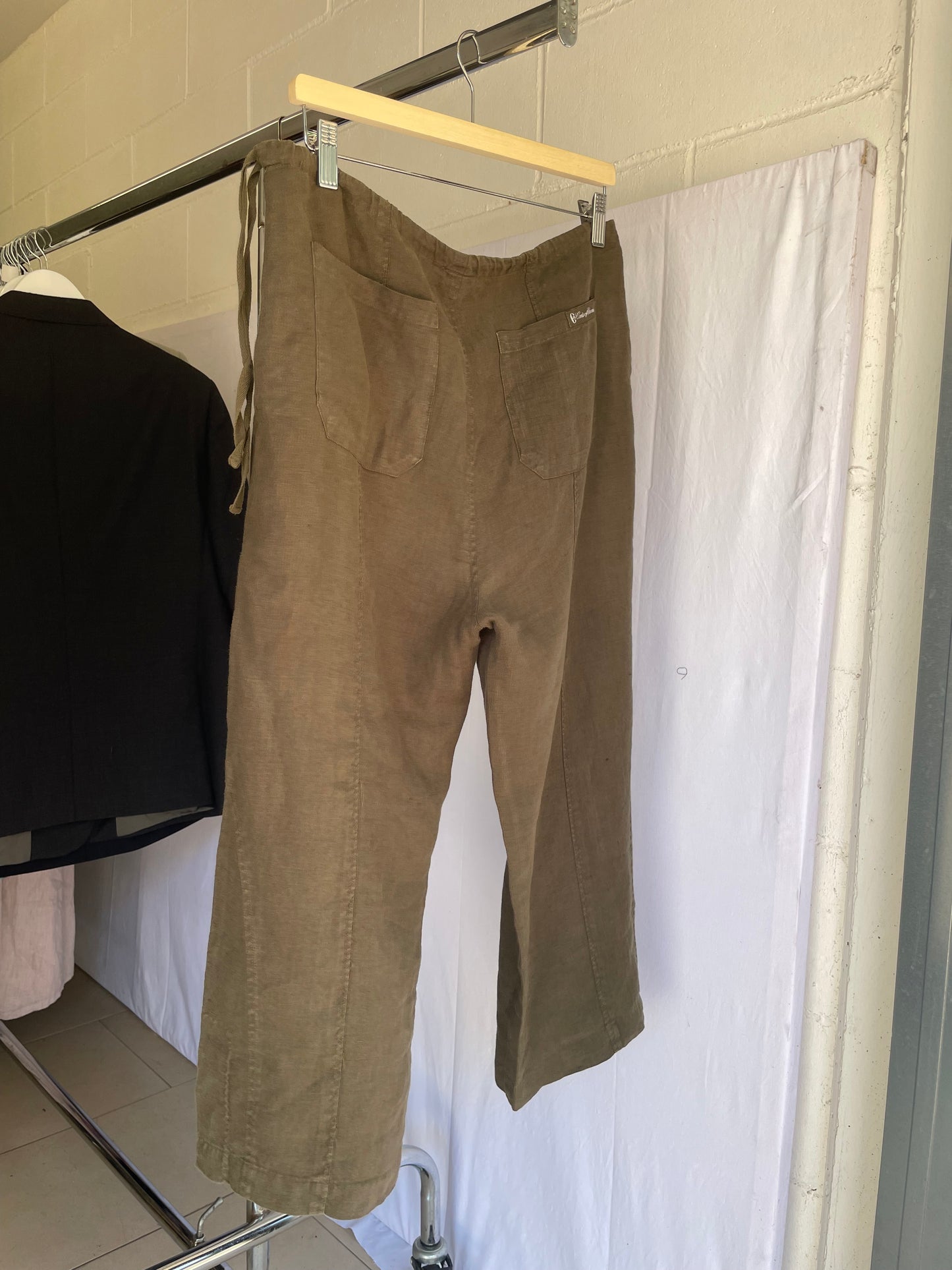 Pantalone capri ampio verde oliva 100% lino, Conte of Florence, taglia 42it