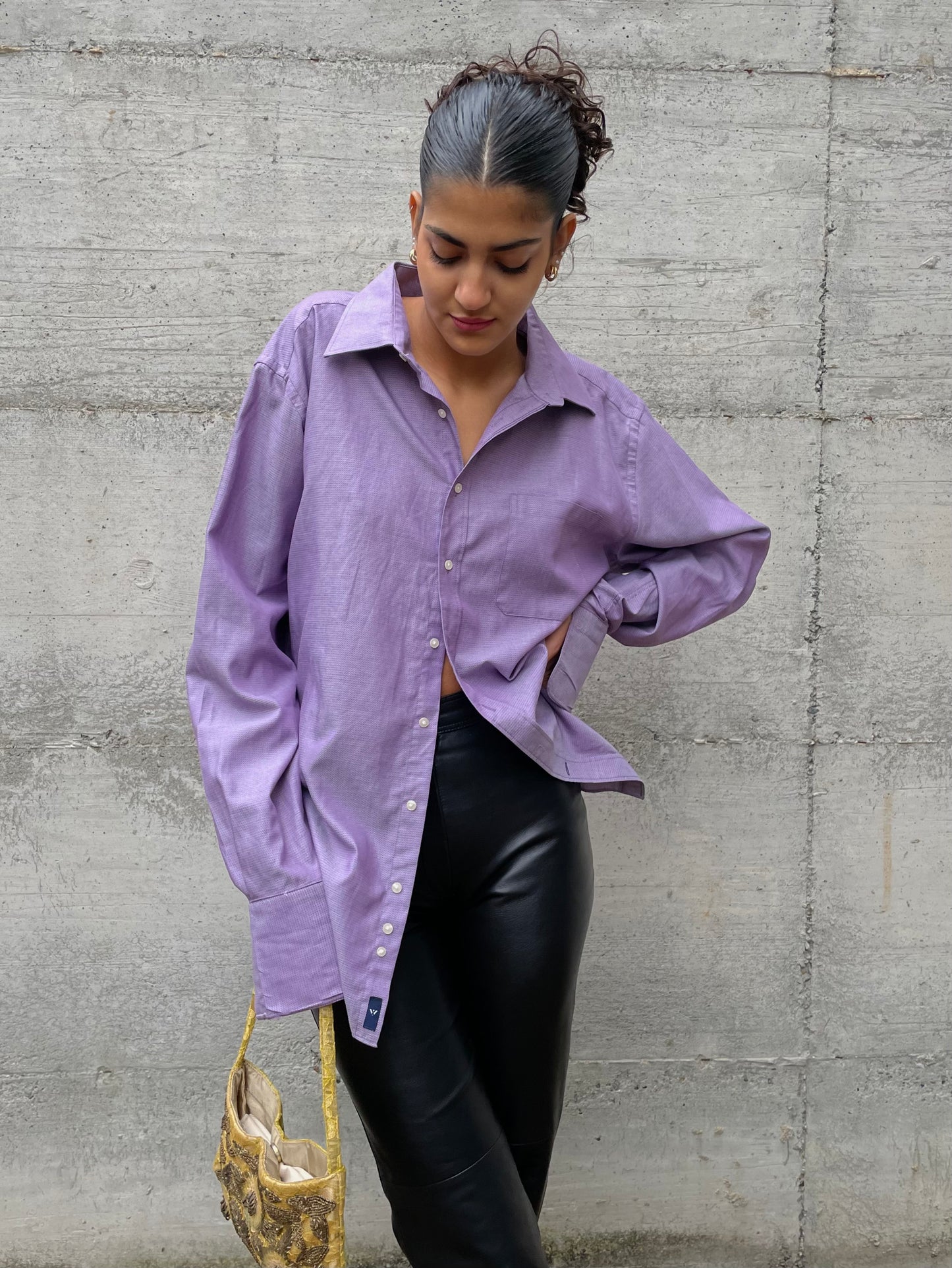 Camicia oversize lilla 100% cotone