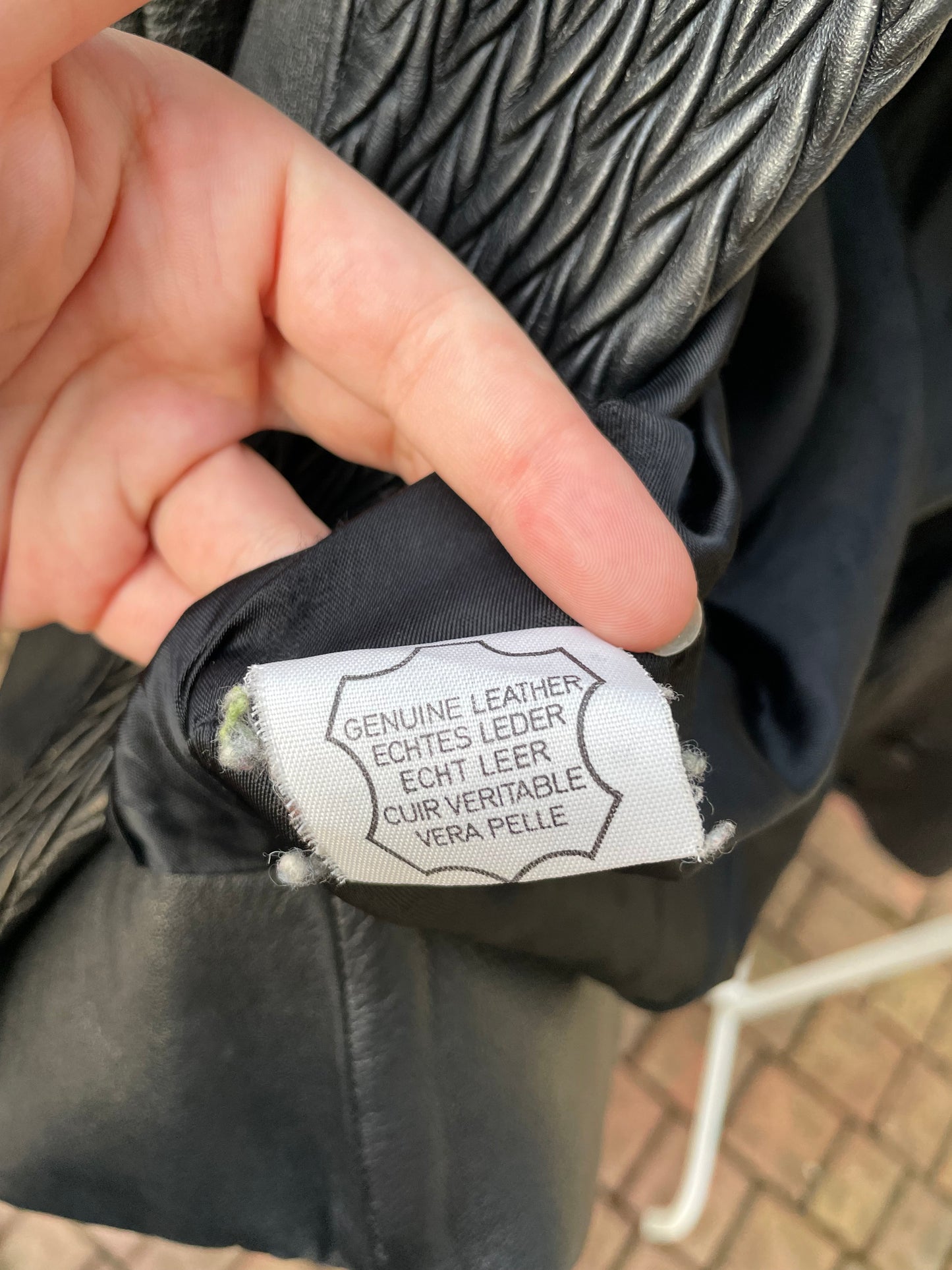 Giacca in nappa nera lavorata, vera pelle, taglia M donna