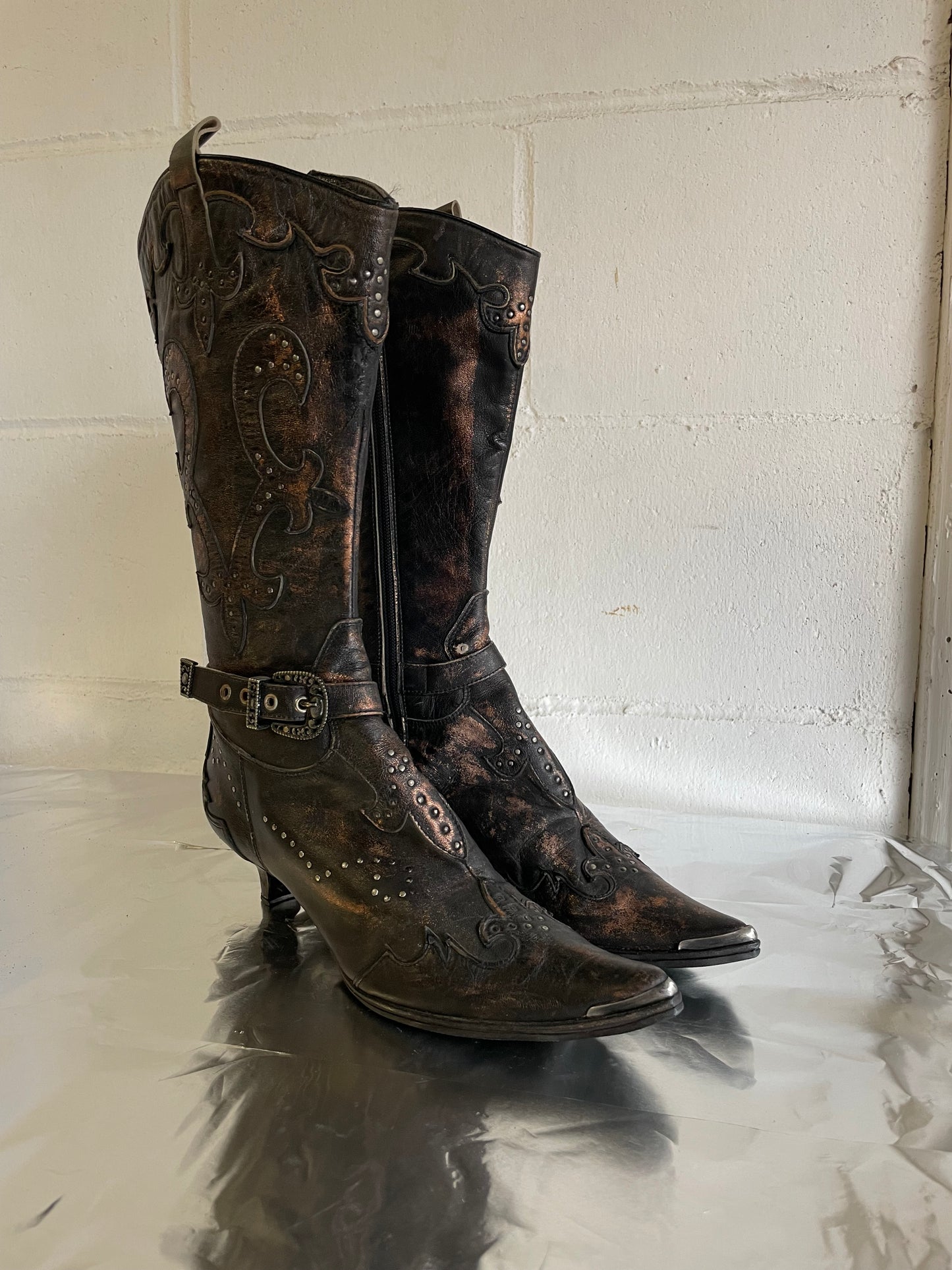 EU 37 - Texano 90s vera pelle a punta tacco basso 4cm