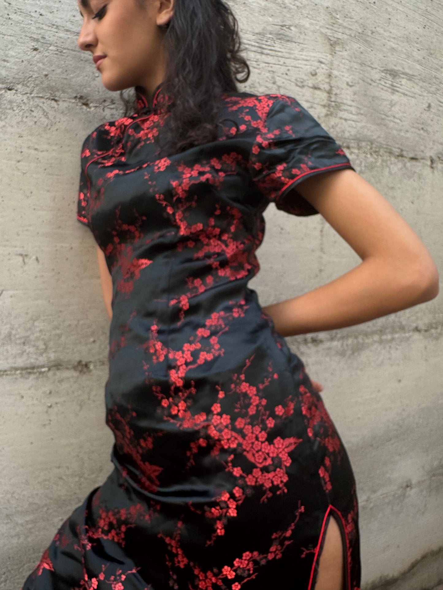 Abito midi in autentica seta cinese, taglia S