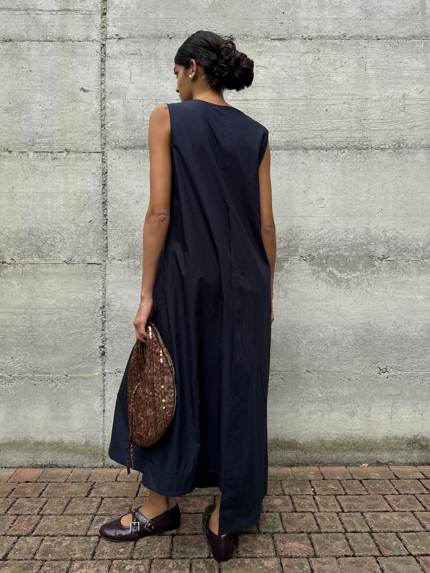 Maxi abito COS in cotone blu notte, taglia M