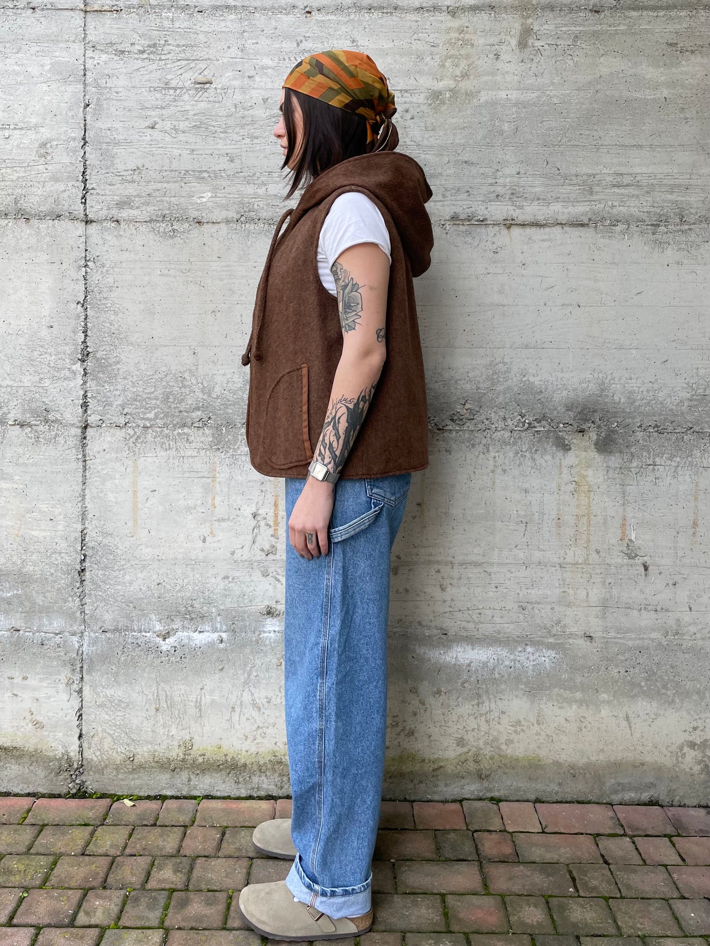 Gilet double face sartoriale con cappuccio