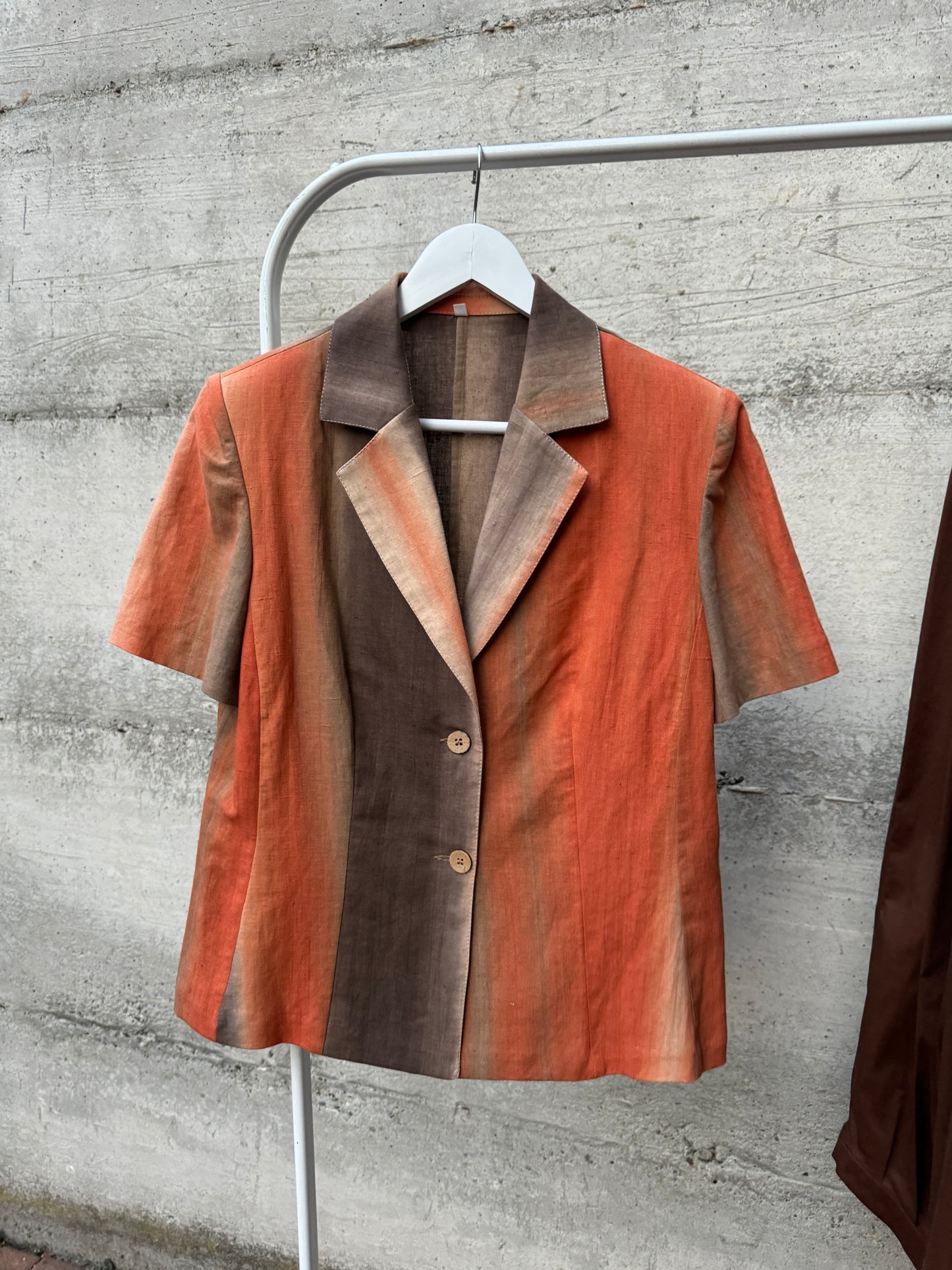 Blazer a manica corta sartoriale in misto lino e cotone