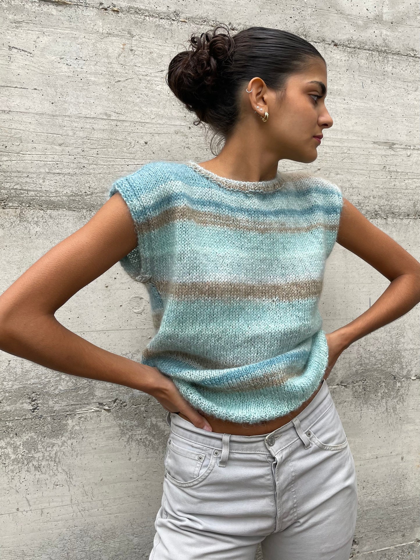 Gilet striped handmade in lana - taglia M