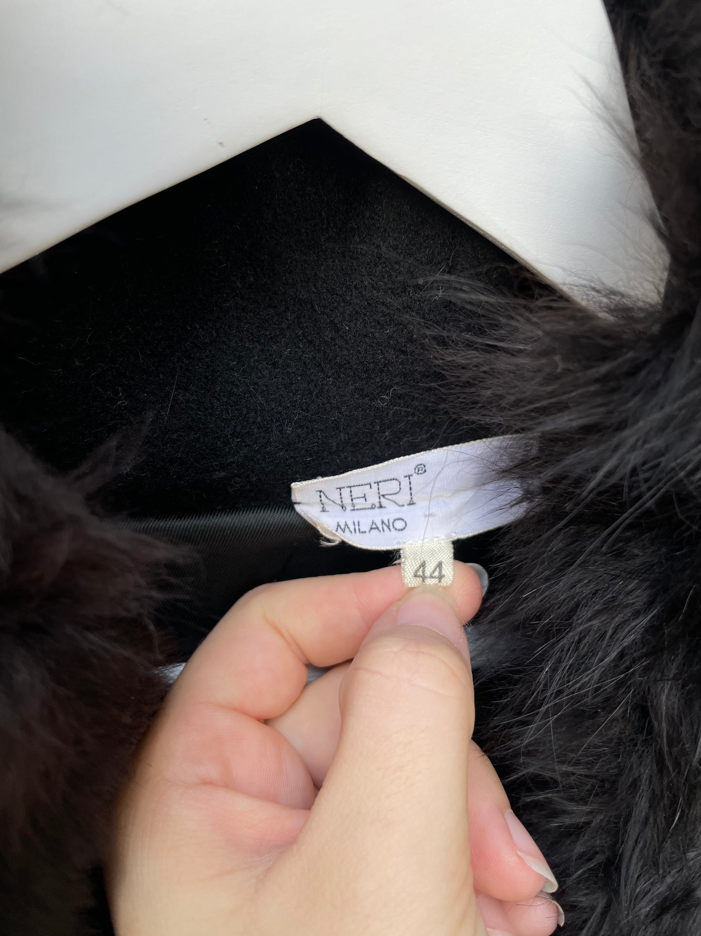 Maxi cappotto accappatoio sartoriale, 100% lana, collo in vera pelliccia - taglia unica