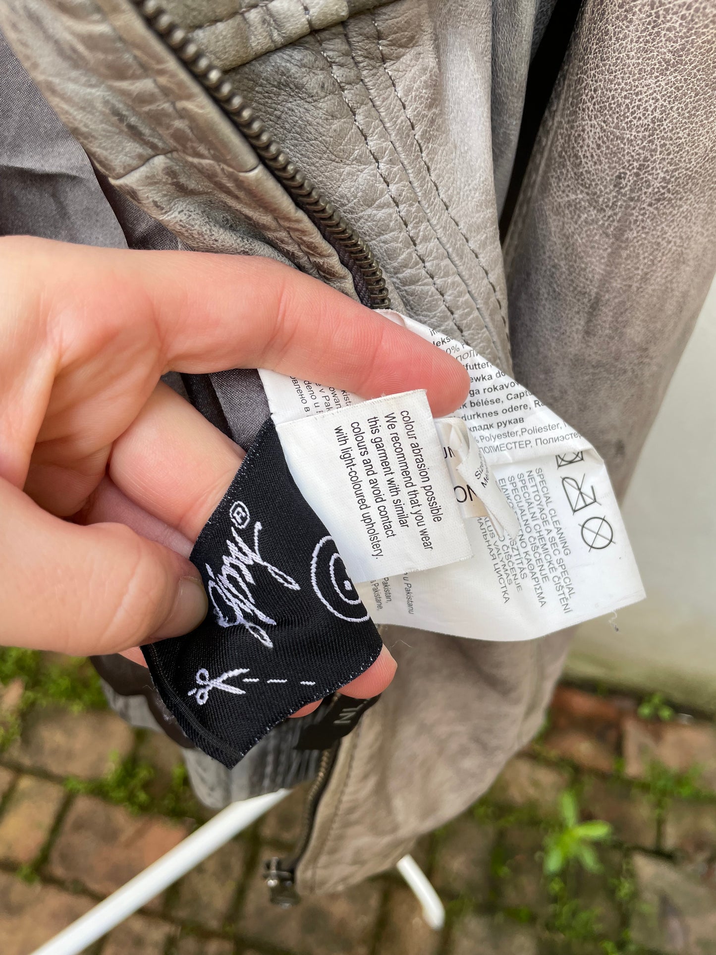 Biker cropped vera pelle ghiaccio