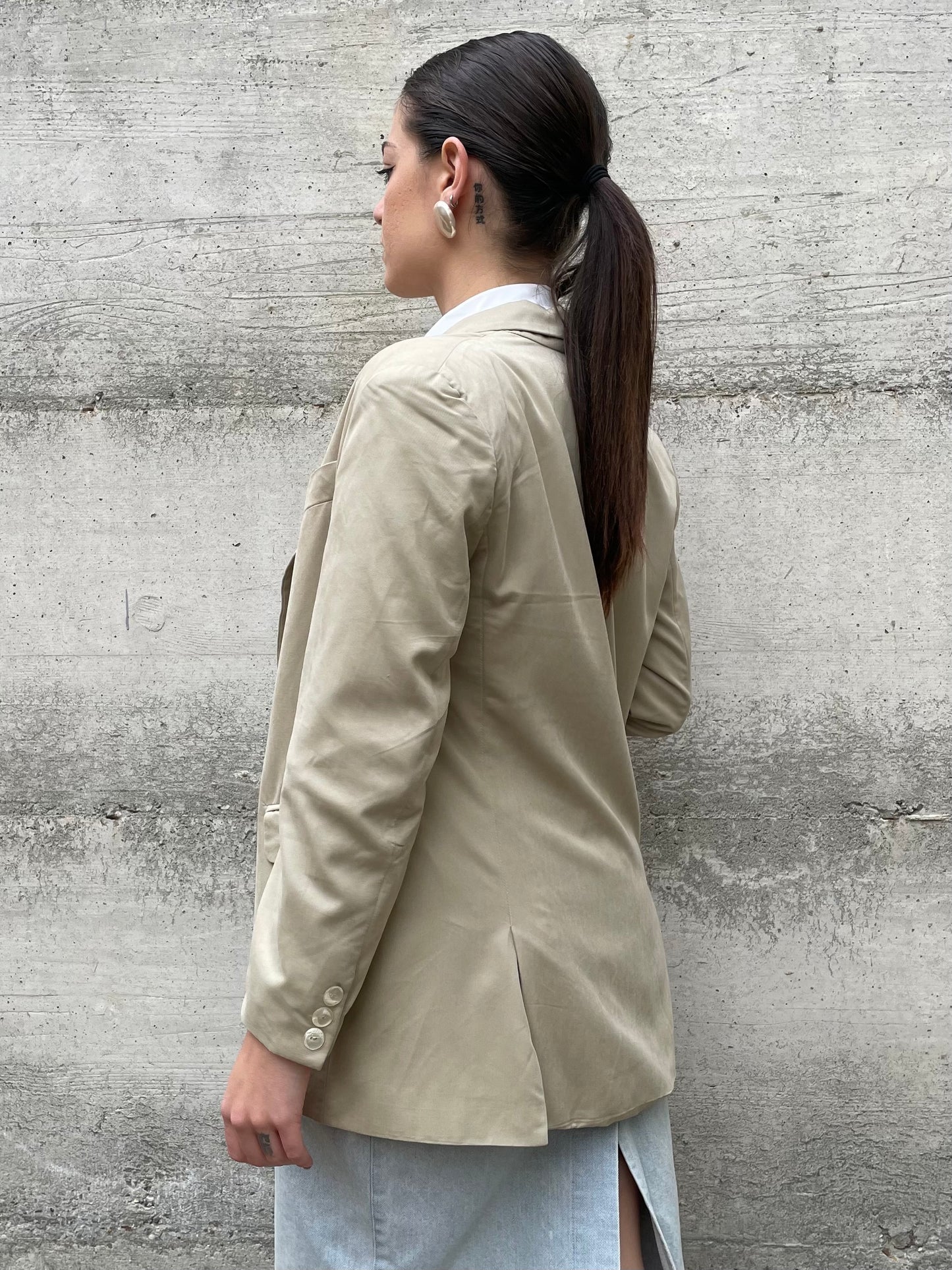 Blazer in seta cotta color sabbia - 42it