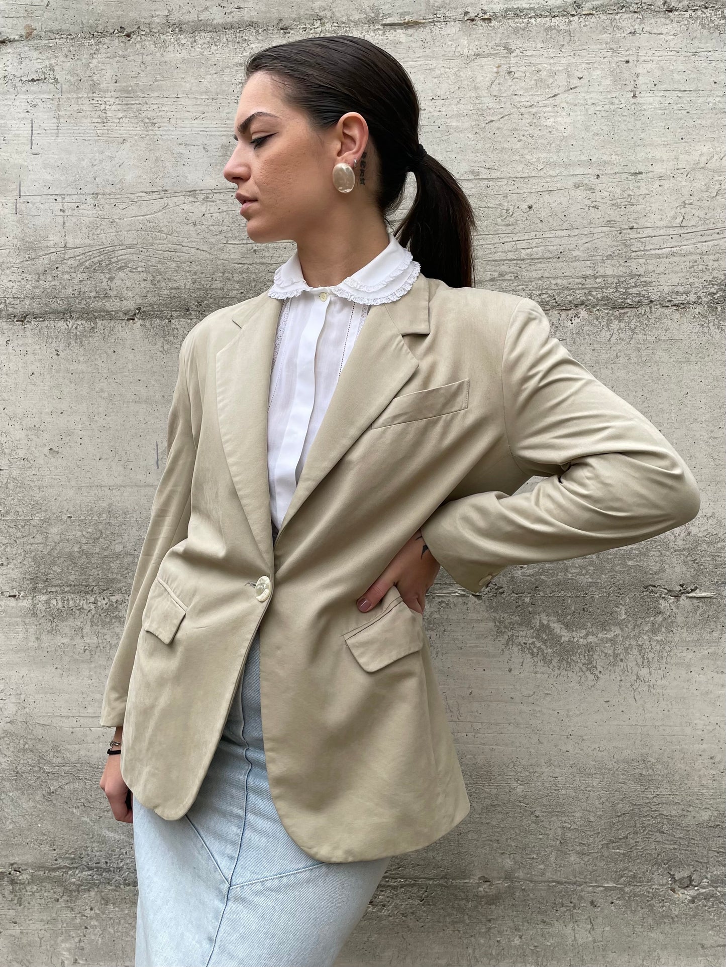 Blazer in seta cotta color sabbia - 42it