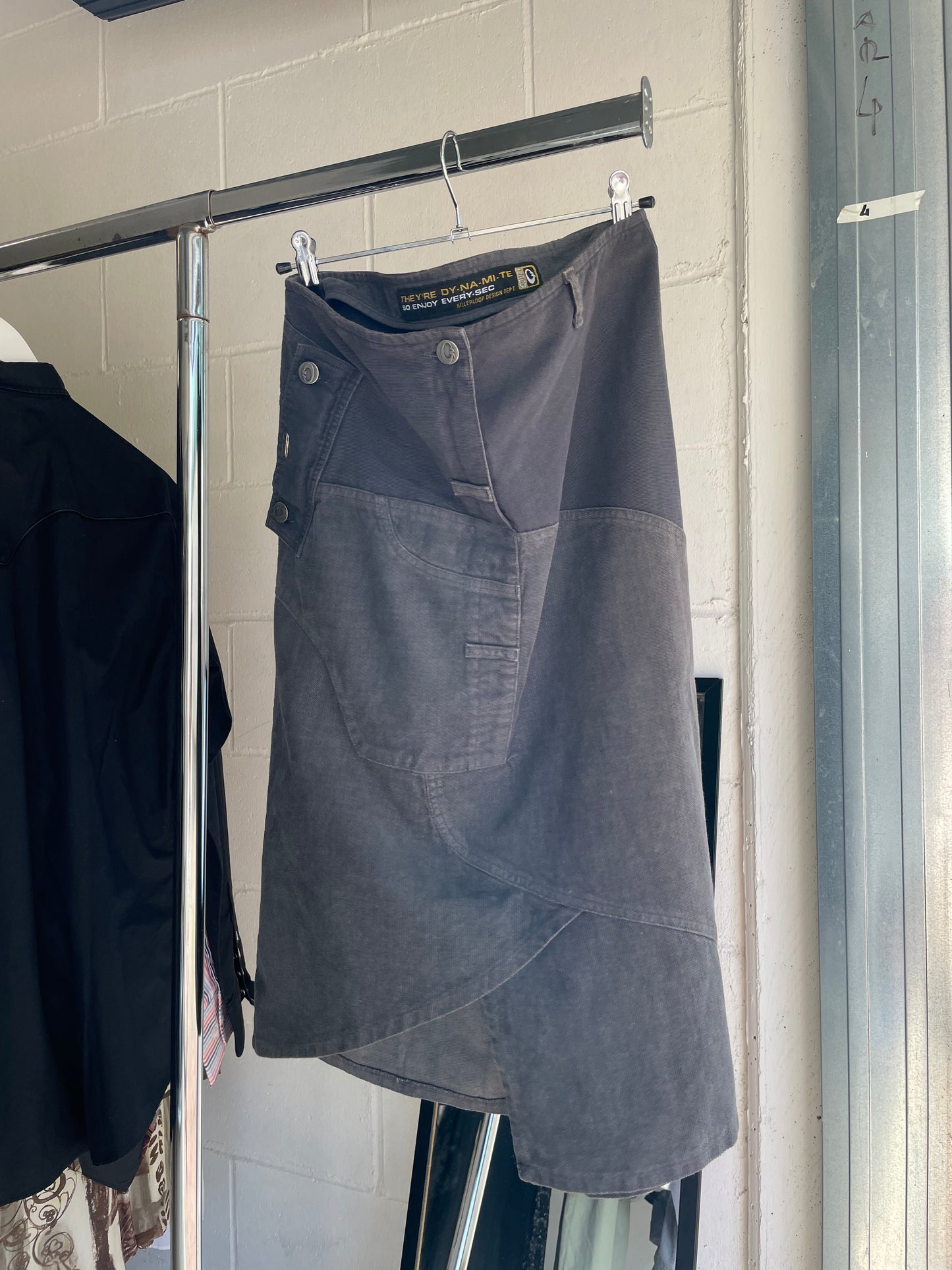 Gonna cargo midi denim 100% cotone - grigio/blu - S