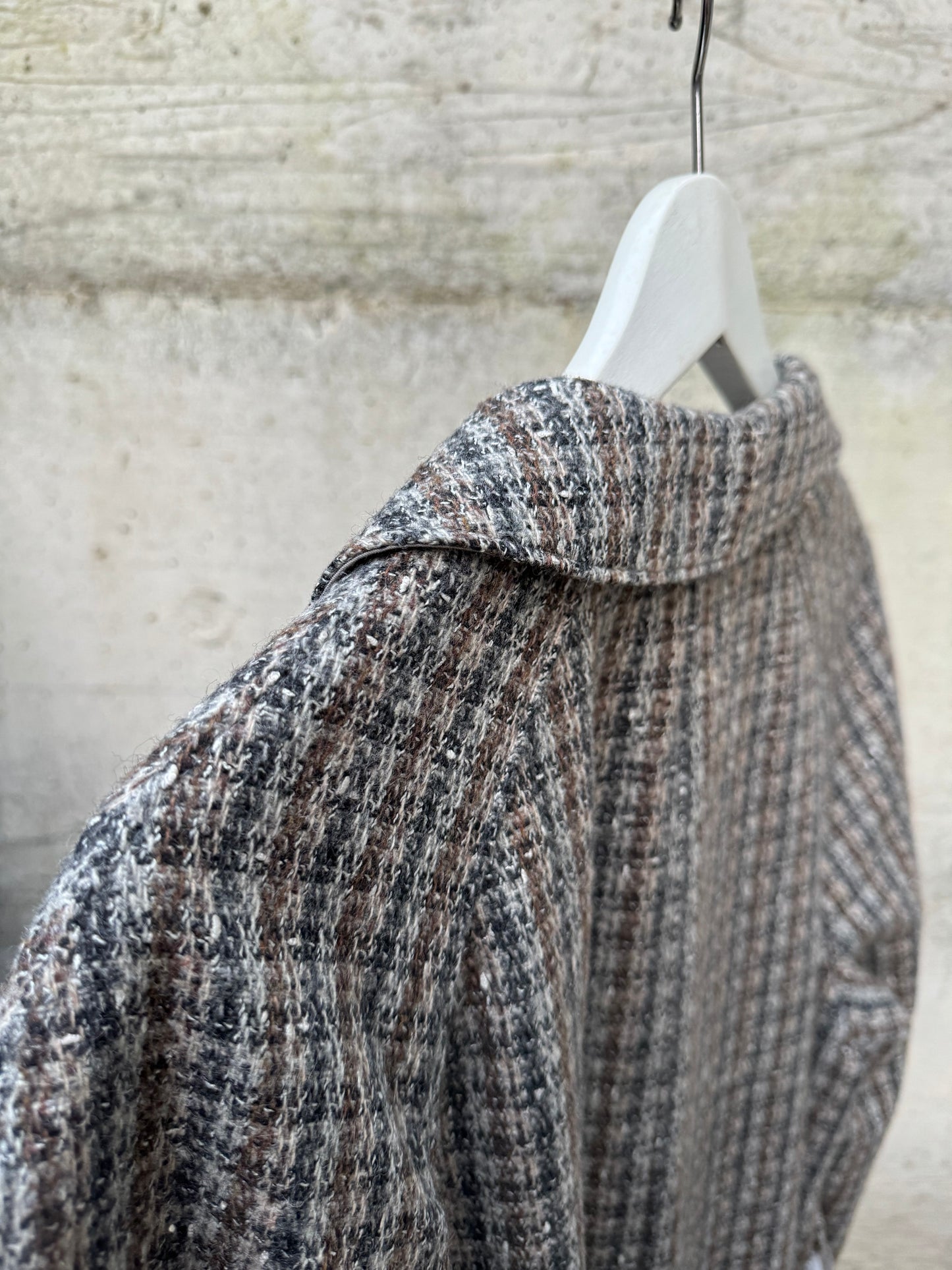 Trenchcoat reversibile monopetto con cintura, lato esterno in lana, lato interno misto cotone