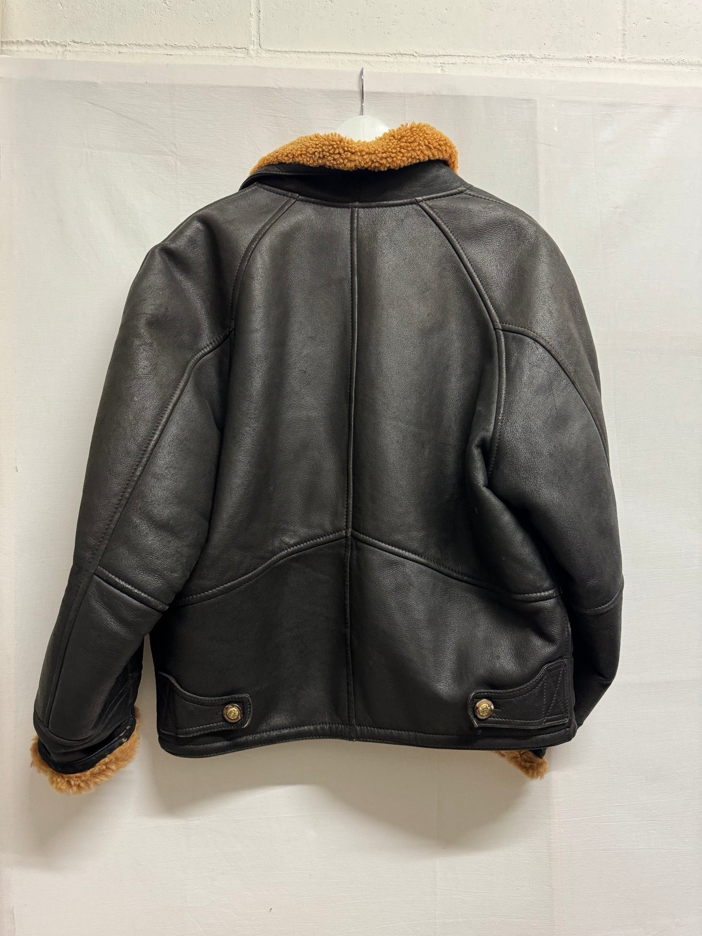 Bomber in montone Shearling testa di moro, taglia 48it uomo