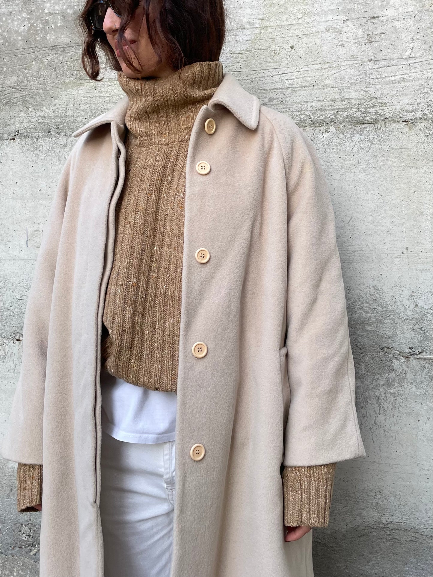 Cappotto sartoriale avorio in pura lana