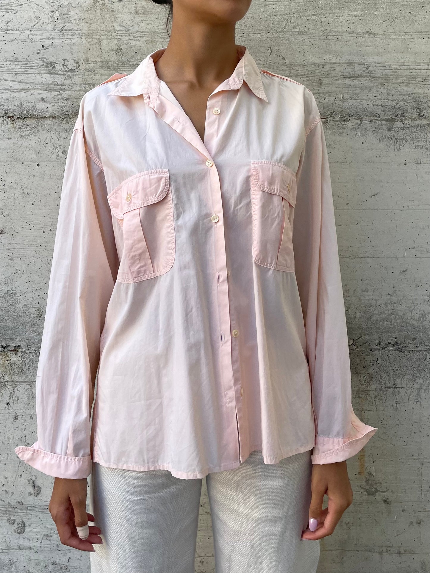 Camicia safari Aspesi in cotone rosa cipria - taglia M