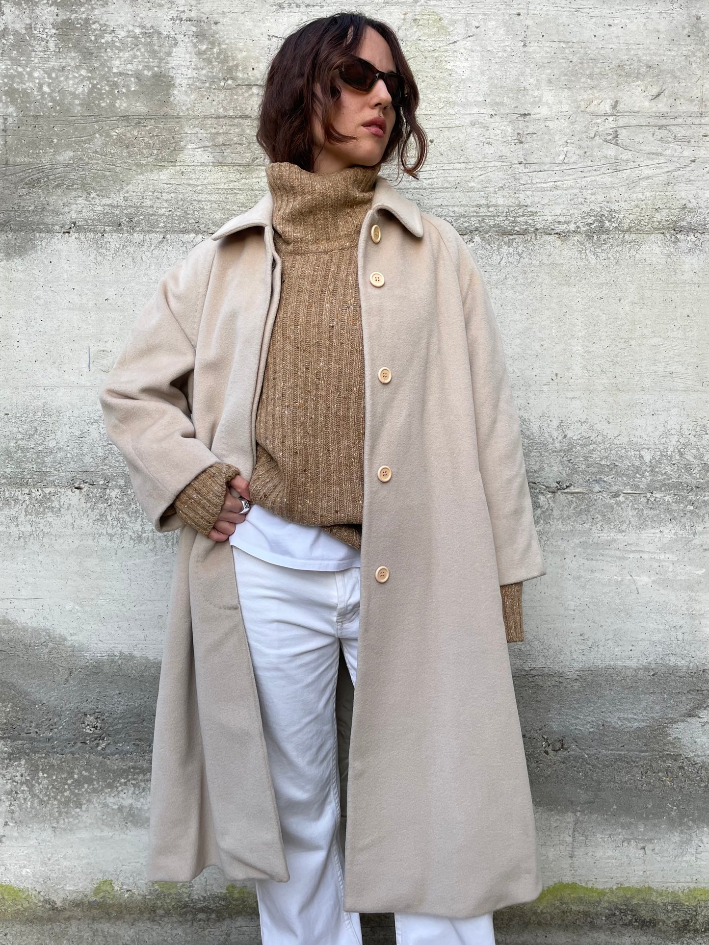 Cappotto sartoriale avorio in pura lana