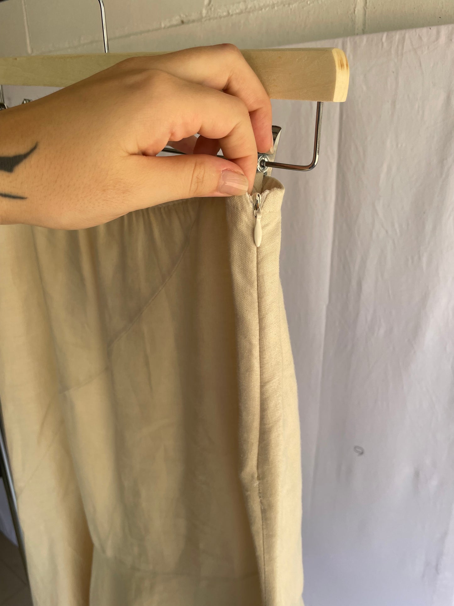 Gonna Y2K midi burro 100% lino, sartoriale Made in Italy, taglia 40it