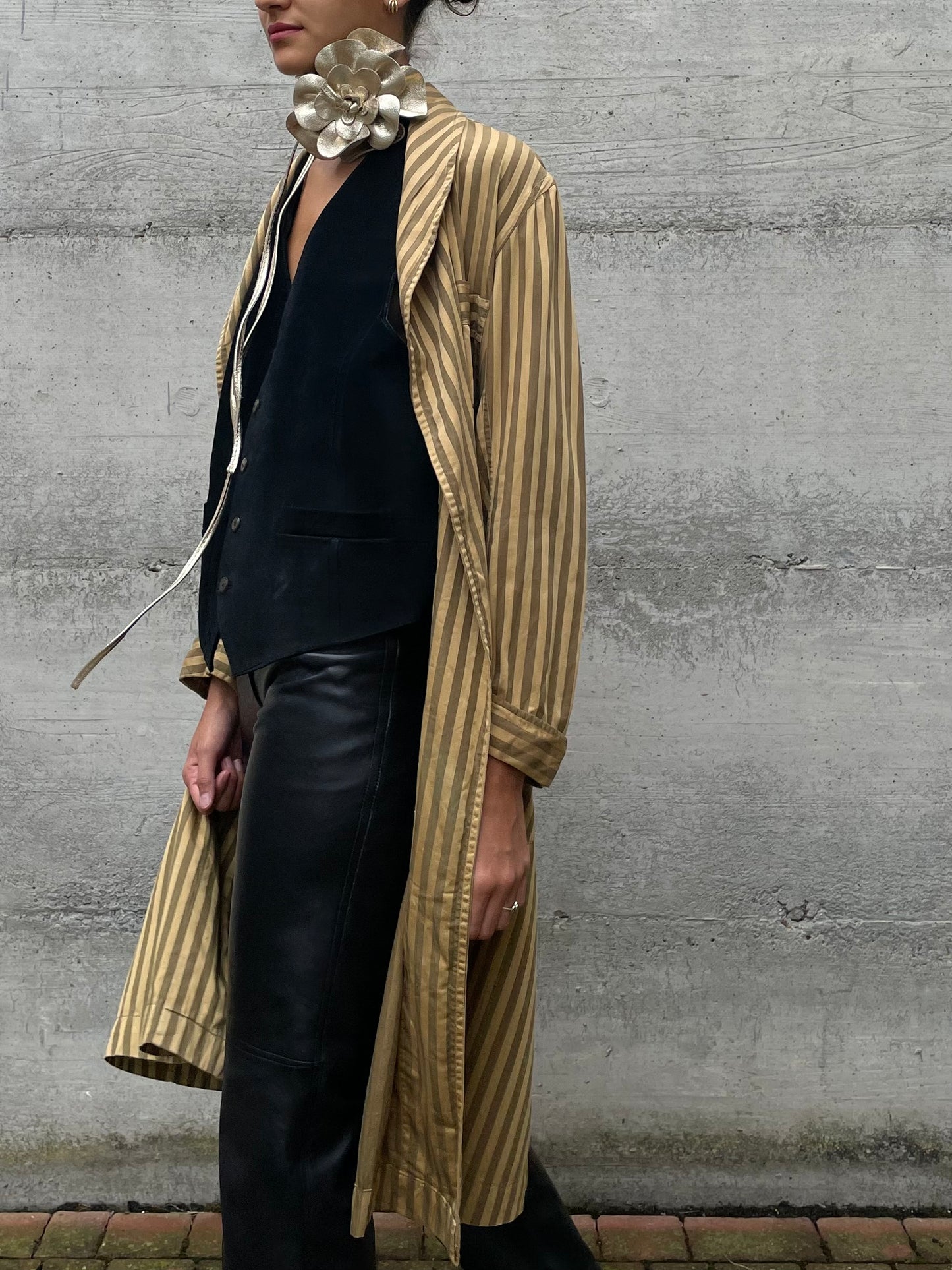 Vestaglia sartoriale in seta striped - taglia unica