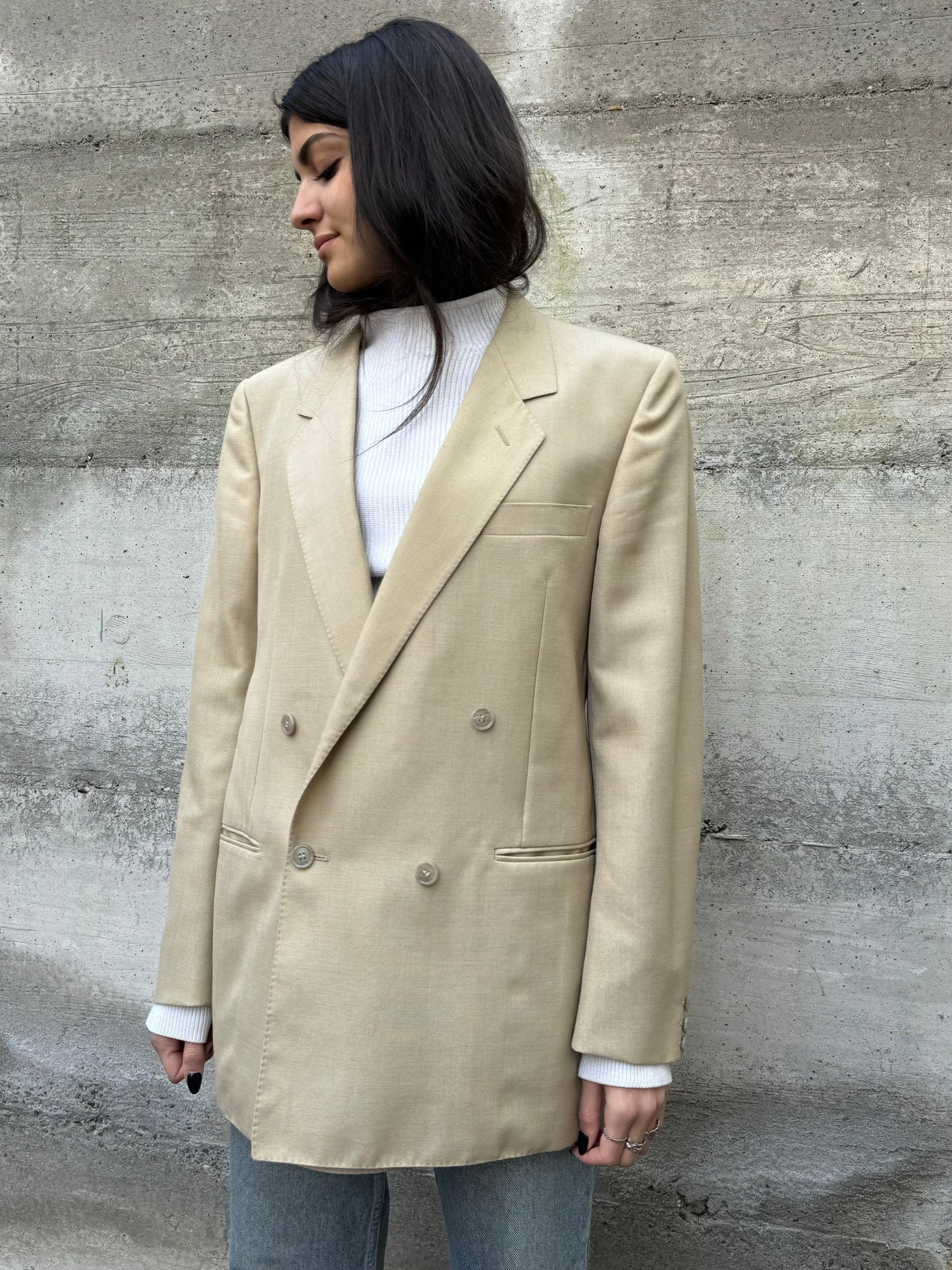 Blazer sartoriale doppiopetto crema