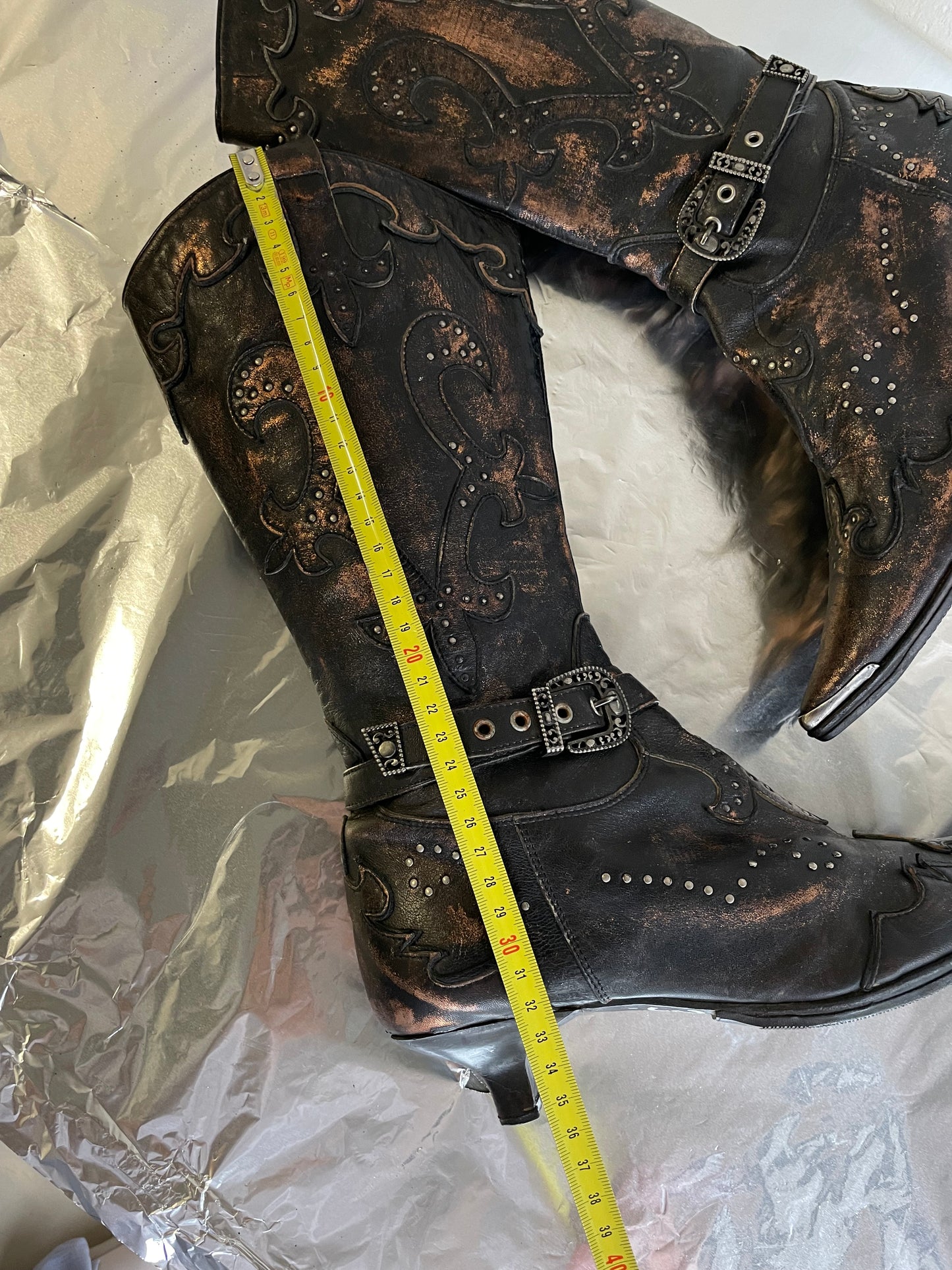 EU 37 - Texano 90s vera pelle a punta tacco basso 4cm