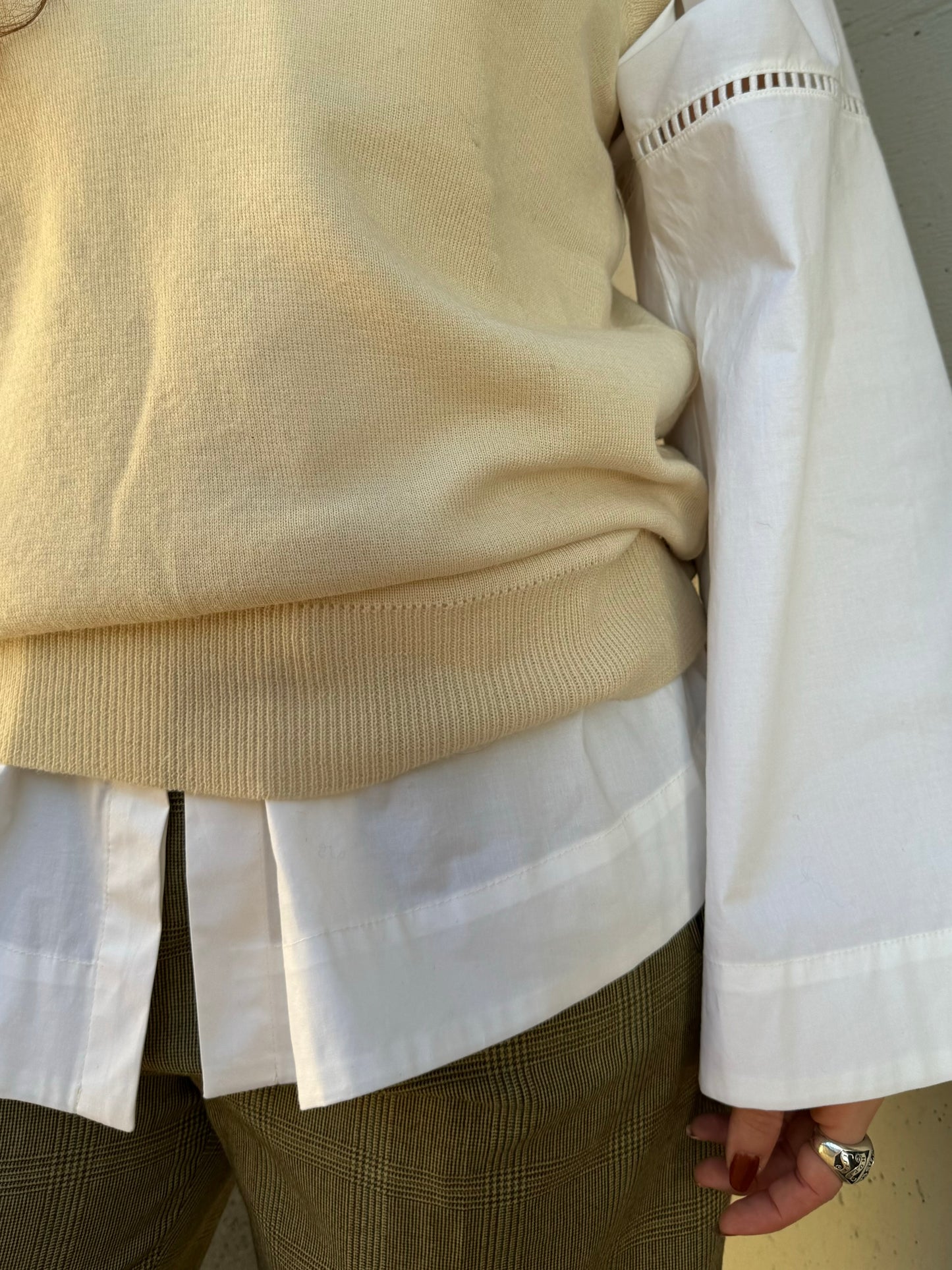 Gilet sartoriale crema in misto lana