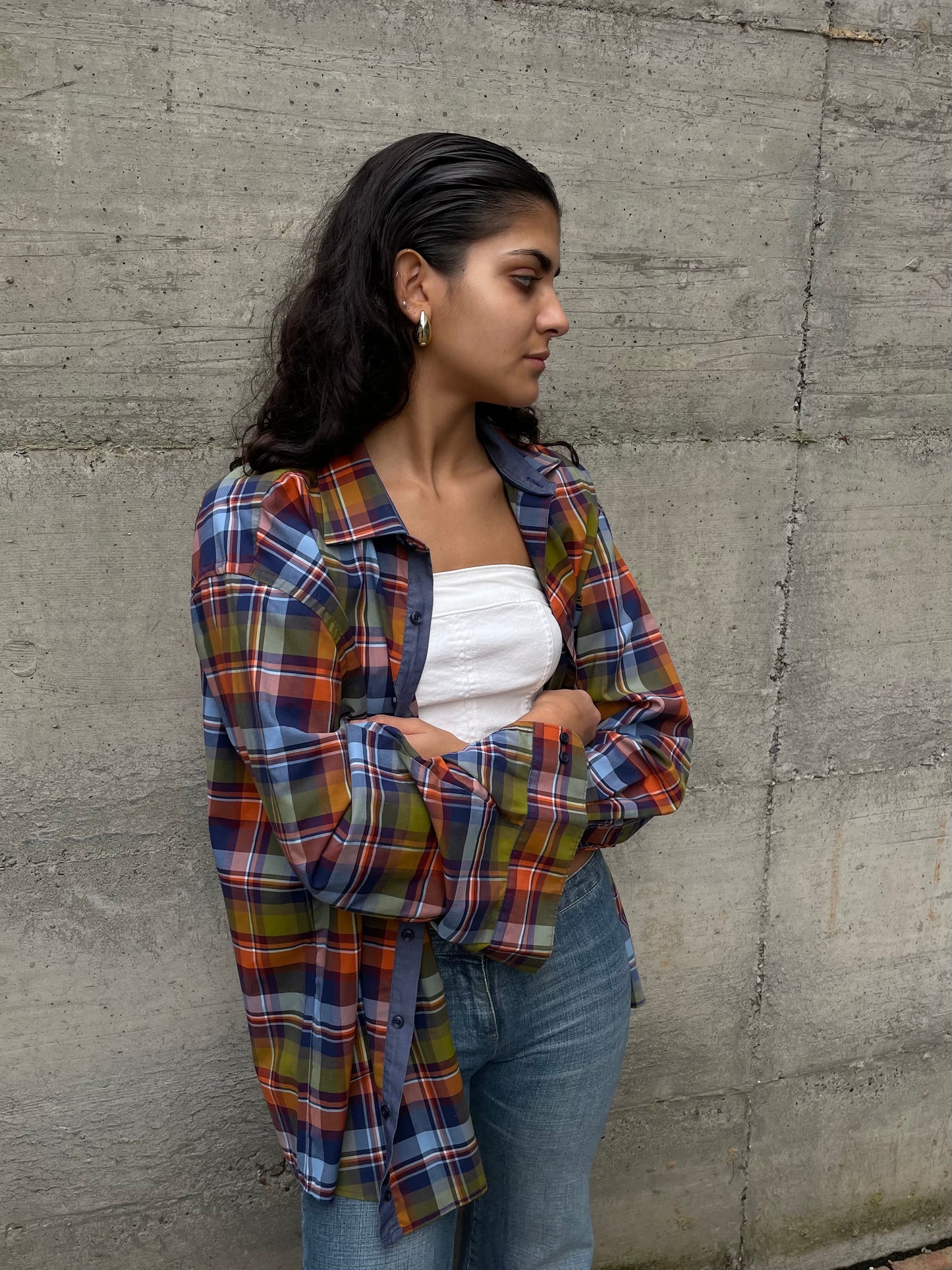 Camicia oversize tartan 100% cotone - taglia L uomo