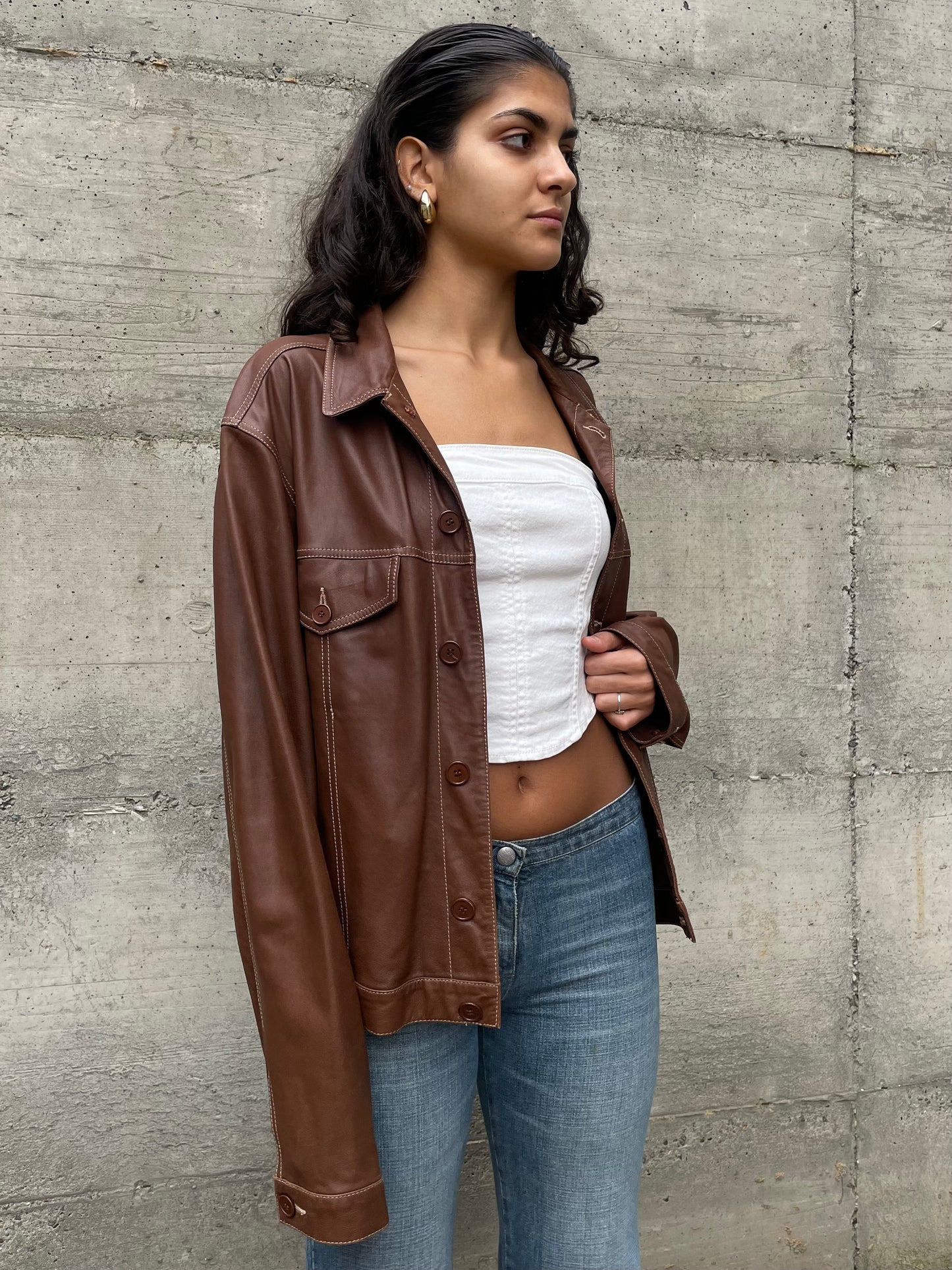 Giacca in nappa leggera marrone - taglia L uomo