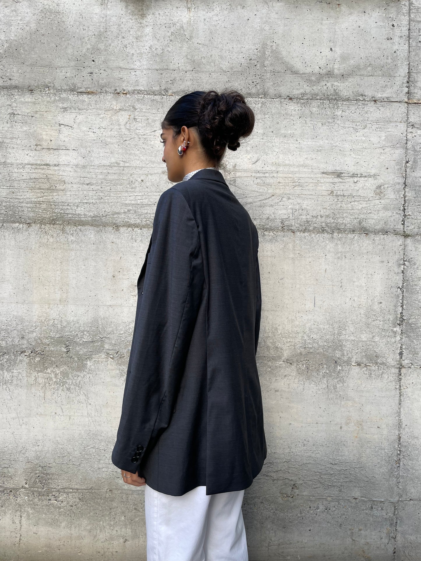 Blazer oversize in fresco lana grigio scuro - taglia M uomo