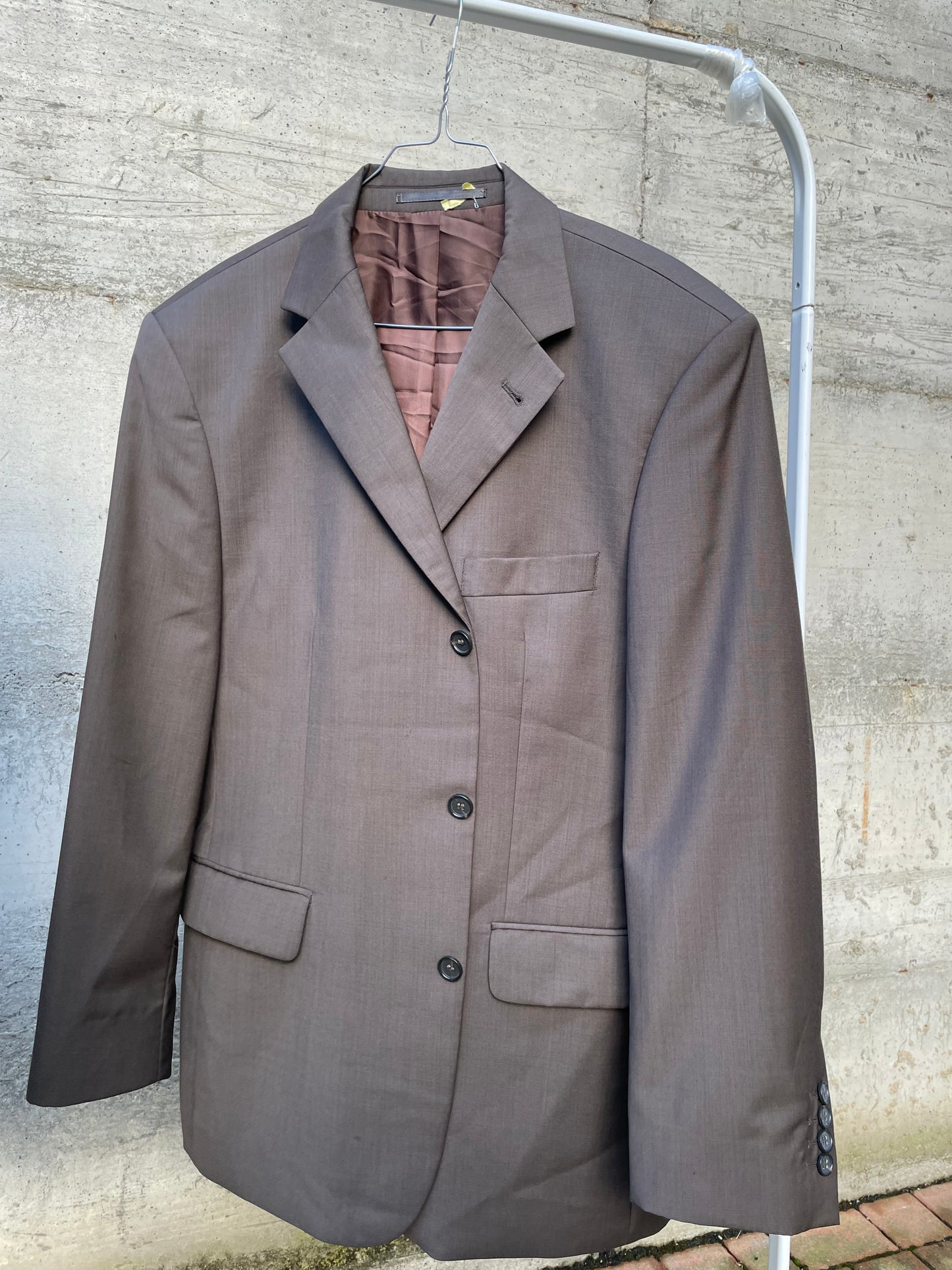Blazer oversize in fresco lana grigio/marrone, taglia M uomo