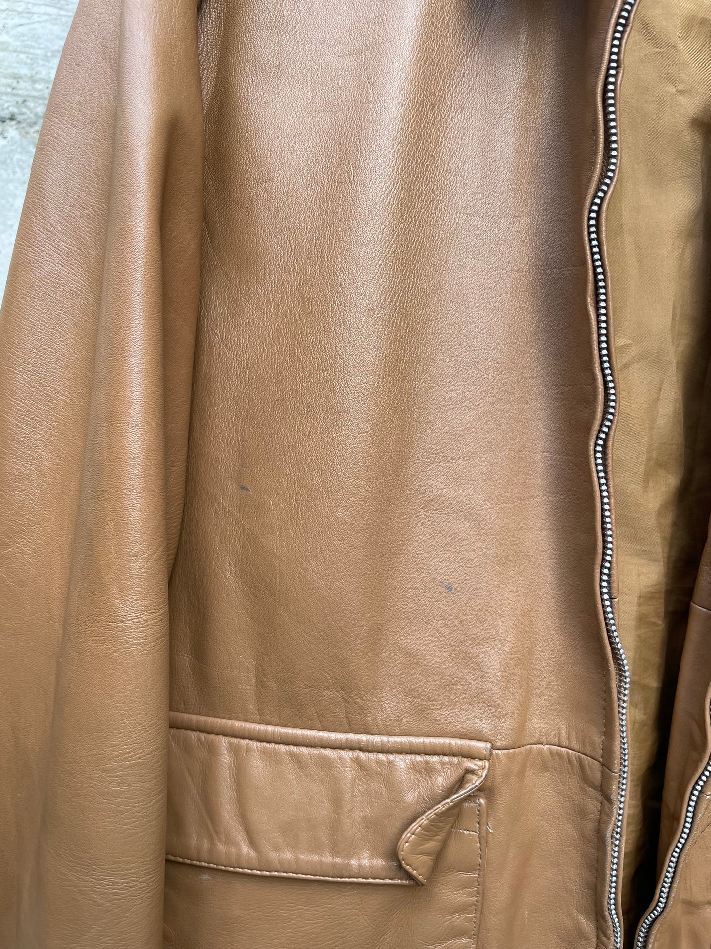 Biker liscio in nappa (vera pelle) biscotto - taglia M/L uomo