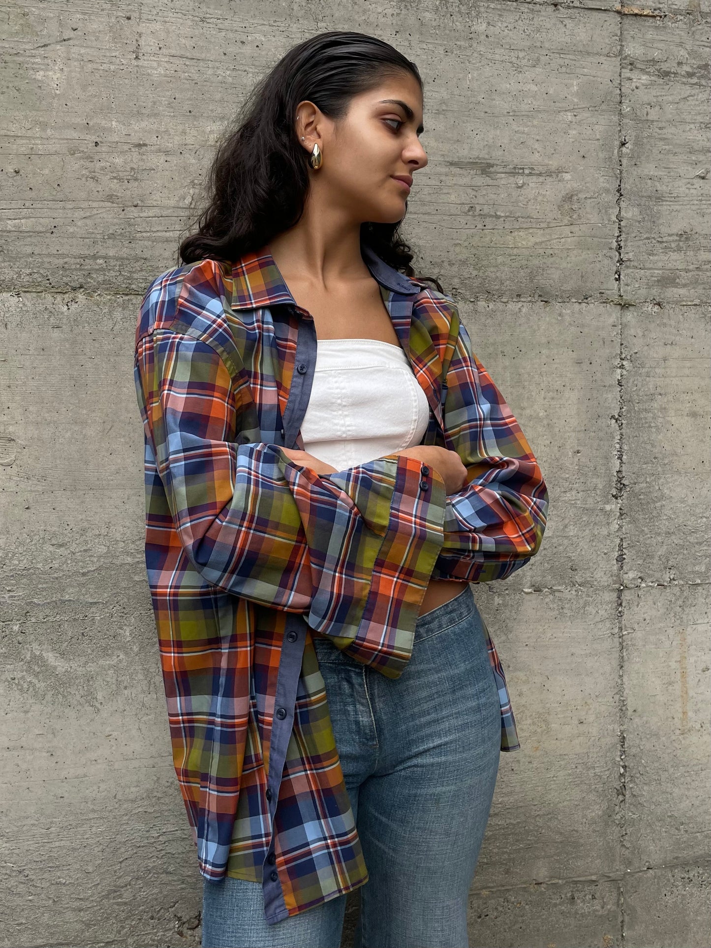 Camicia oversize tartan 100% cotone - taglia L uomo