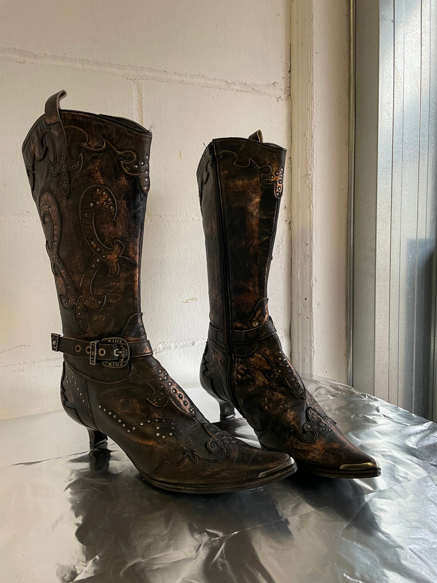 EU 37 - Texano 90s vera pelle a punta tacco basso 4cm